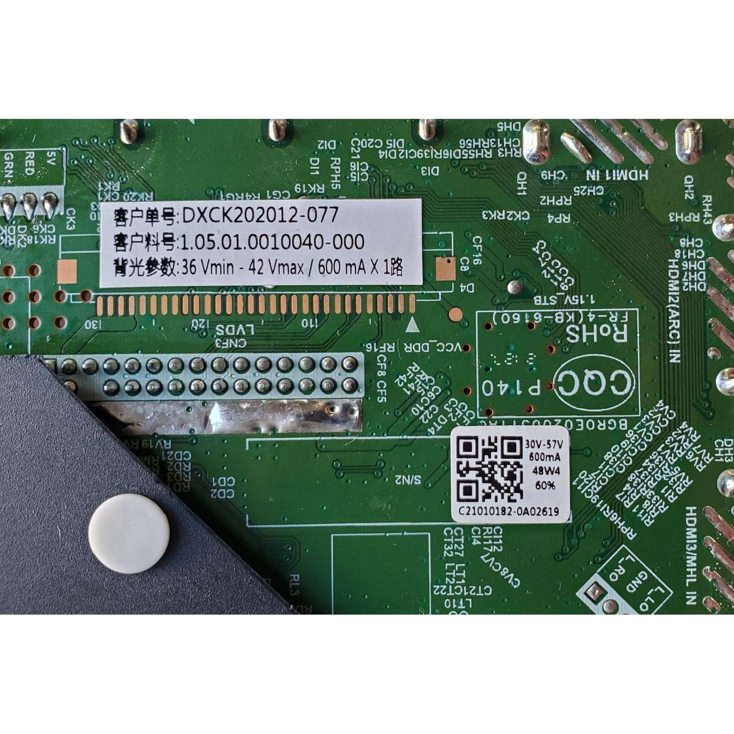MAIN FUENTE ((COMBO)) PARA TV QUASAR / NUMERO DE PARTE TP.MS3553.PB819 / DXCK202012-077 / 1.05.01.0010040-000 / C21010182 / PANEL DXLC390TA2A / DISPLAY LC390TA2A / MODELO Q39HD1 - Imagen 2
