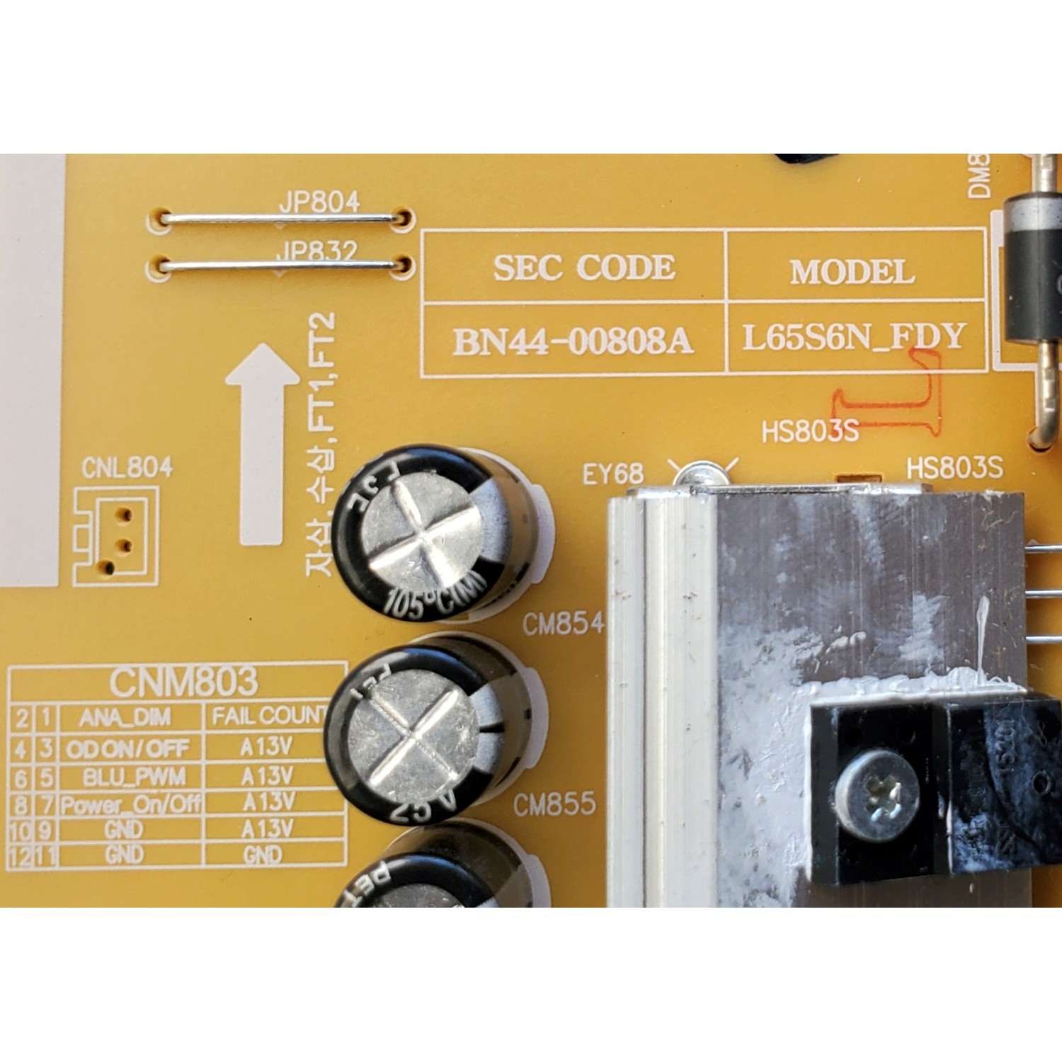 FUENTE DE PODER PARA TV SAMSUNG / NUMERO DE PARTE BN4400808A / BN44-00808A / L65S6N_FDY / DISPLAY V650DK2-QS3 REV.B1 / MODELOS UA60JU / UE60JU / UN65JU / UA65JU / UE65JU / UN60JU / UA65JU6400KXXV / UA65JU6400KXZN / MAS MODELOS EN DESCRIPCIÓN - Imagen 3