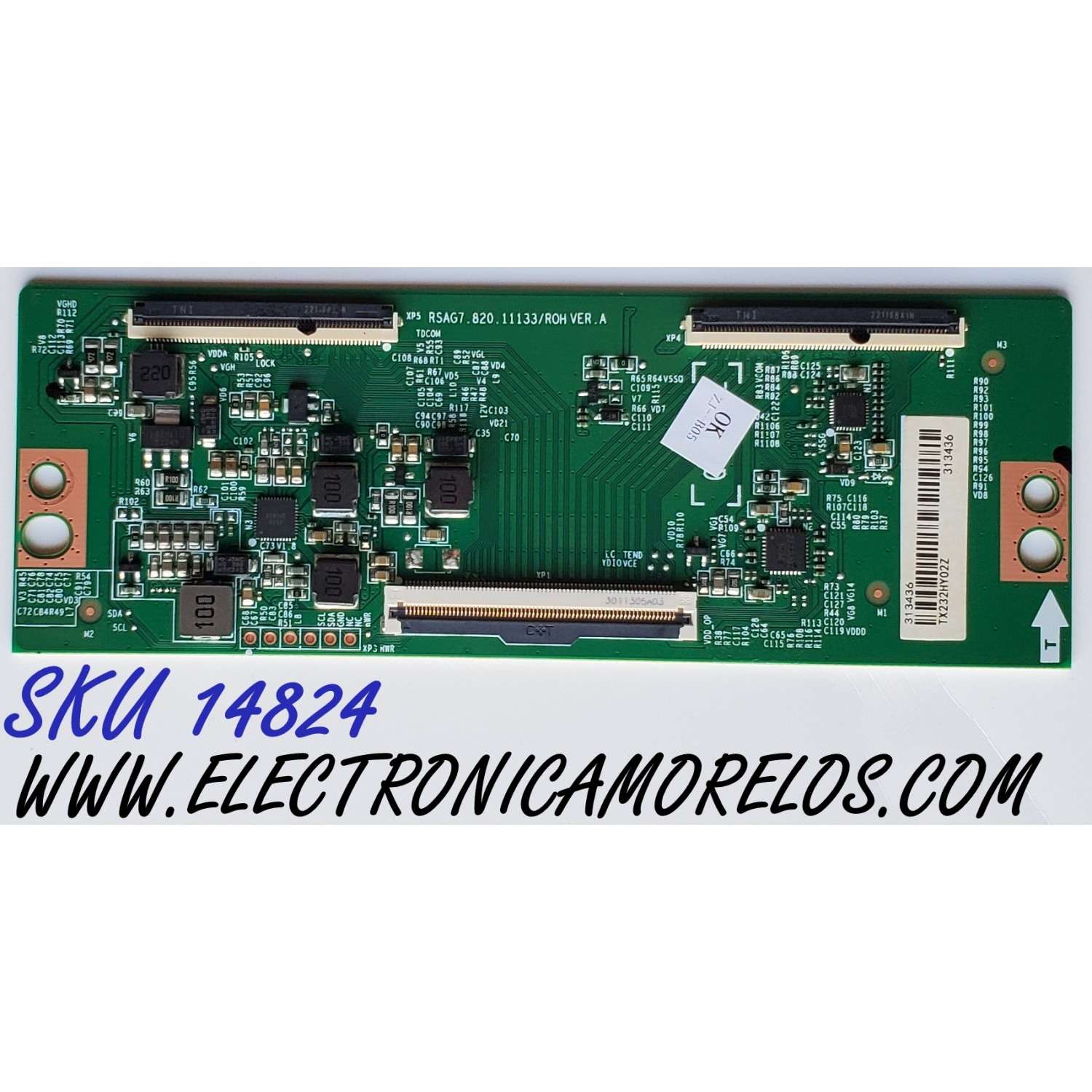 T-CON PARA TV TOSHIBA / NUMERO DE PARTE 313436 / RSAG7.820.11133/ROH / 313436 / PANEL HD500Y1U52-T0LB\S0\SM\ROH / DISPLAY T500QVN04.1 / MODELOS 43C350LU / 50C350LU