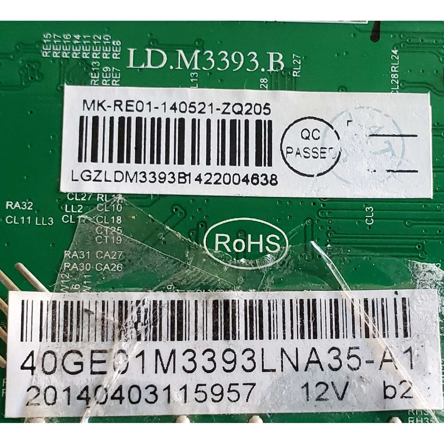 MAIN PARA TV RCA / NUMERO DE PARTE 40GE01M3393LNA35-A1 / LD.M3393.B / MK-RE01-140521-ZQ205 / 20140403115957 / LGZLDM3393B14220 / PANEL LSC400HM06-12V / DISPLAY LSC400HM06-S04 / MODELO LED40G45RQ - Imagen 3