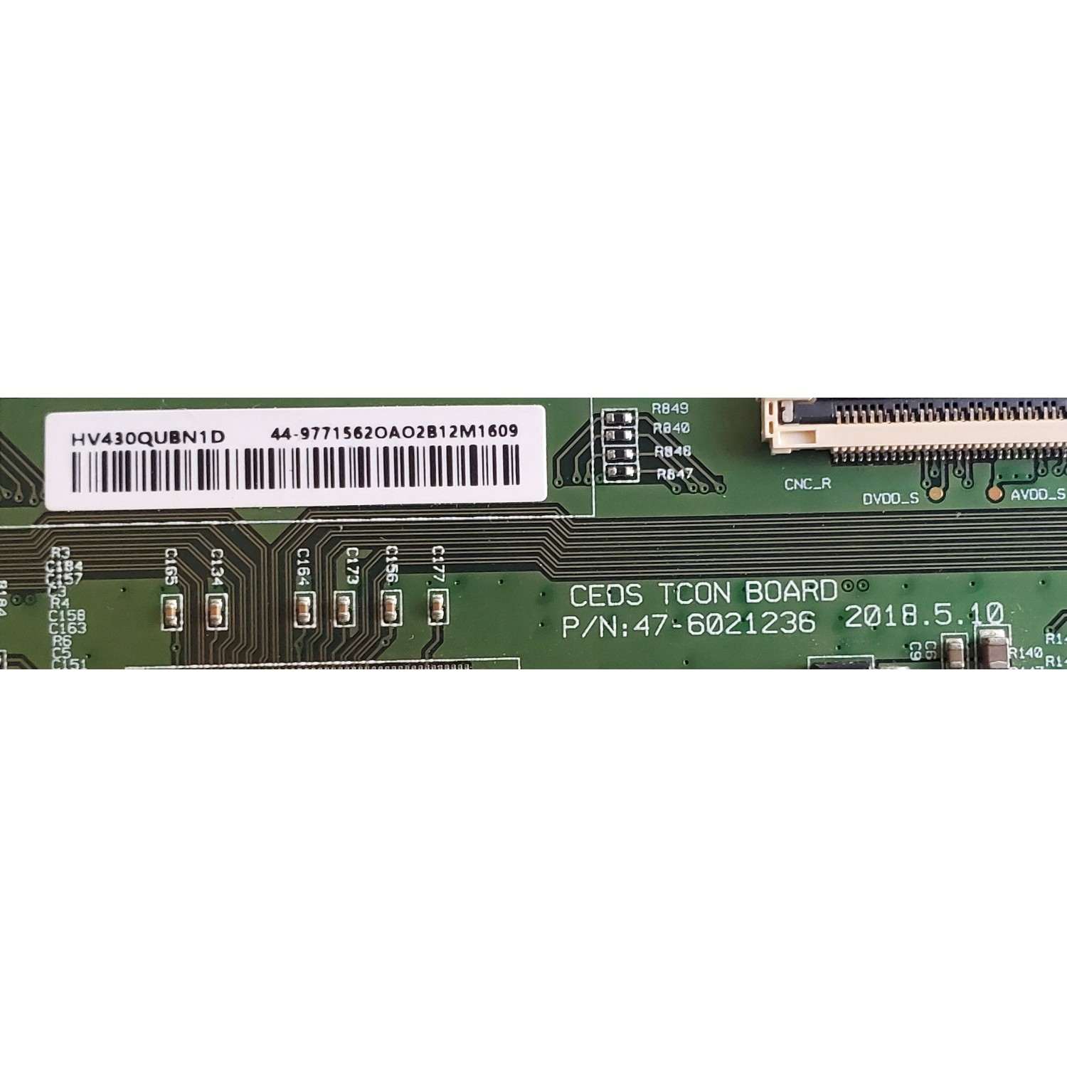 T-CON ORIGINAL PARA TV WINIA / NUMERO DE PARTE 44-9771562O / 47-6021236 / HV430QUBN1D / 44-97715620 / DISPLAY HV430QUB-N1D / MODELO U43B9000QN - Imagen 2