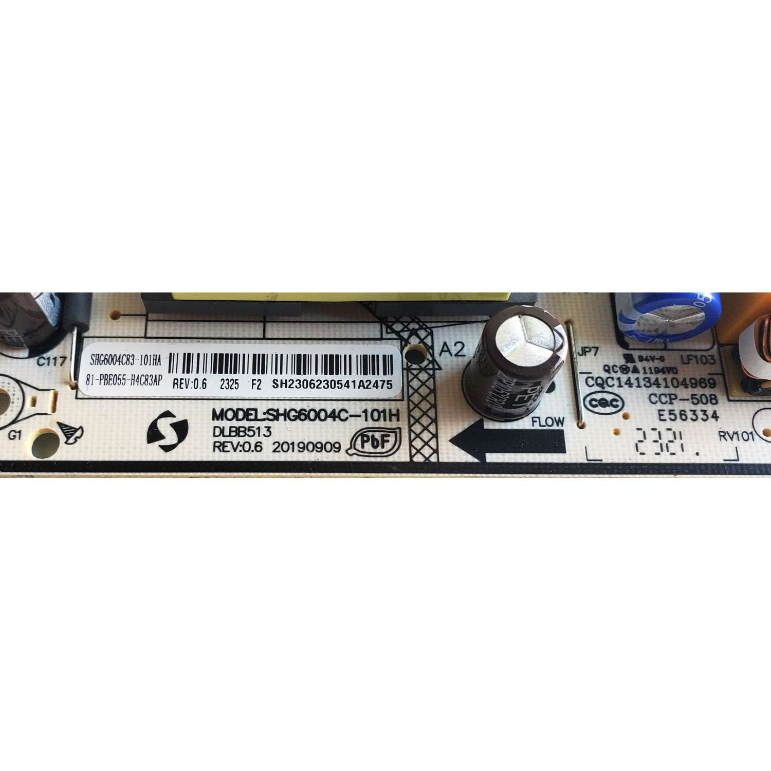 FUENTE DE PODER ORIGINAL PARA TV HKPRO / NUMERO DE PARTE 81-PBE055-H4C83AP / SHG6004C-101H / DLBB513 / SHG6004C-101HA / CQC14134104969 / SHG6004C / DISPLAY CV580U1-T01 REV:02 / MODELO HKP58UHD7 - Imagen 2