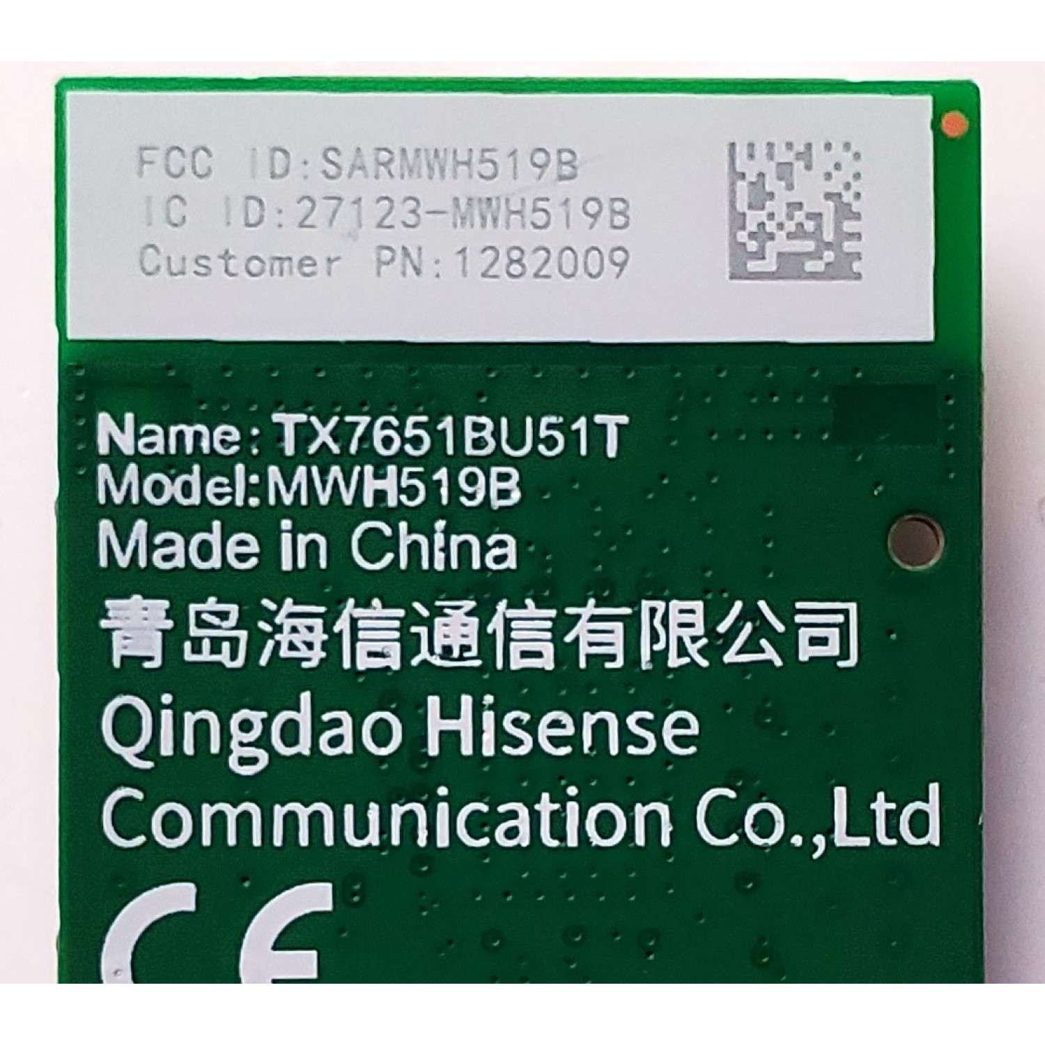 MODULO WIFI PARA TV HISENSE / NUMERO DE PARTE 1282009 / TX7651BU51T / MWH519B / SARMWH519B / 27123-MWH519B / M5B5G_MB_V1.00 / PANEL HD580X1U93-TAL5\S0\GM\ROH / DISPLAY CV580U1-T01 REV:02 / MODELOS 43R6E4 / 55R6G / 58R6E3 - Imagen 2