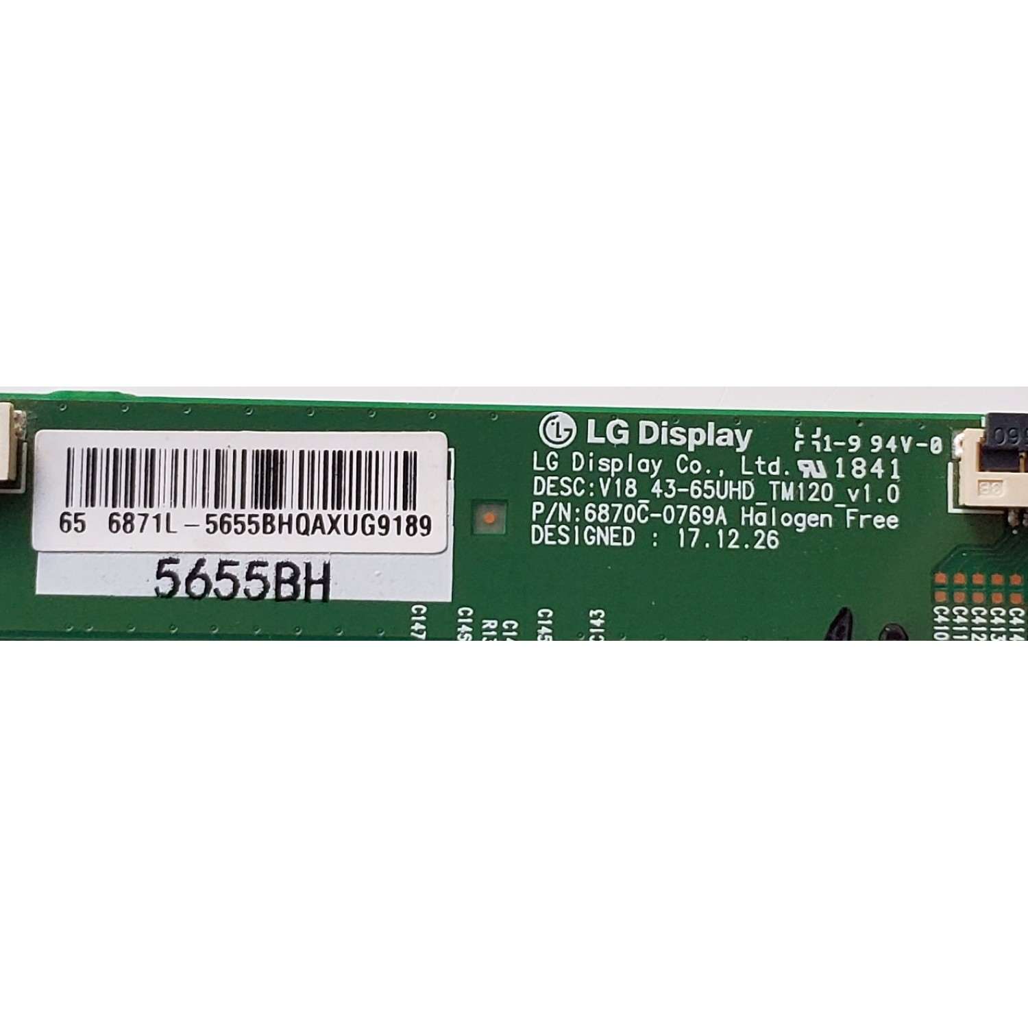 T-CON PARA TV MAGNAVOX / PHILIPS / NUMERO DE PARTE 6871L-5655B / 6870C-0769A / 5655B / V18_43-65UHD_TM120_v1.0 / MODELOS 65MV378Y/F7 FM1 / 65PFL5603/F7 FM1 / 65PFL5603/F7 FM2 / 65PFL5603/F7 FM3 / 65PFL4864/F7 XA1 / FW65C78F FM1 / FW65C78F FM2 - Imagen 2