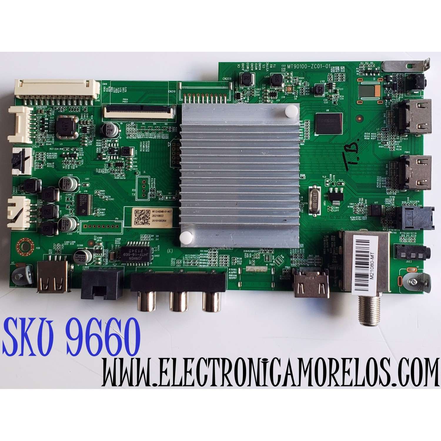 MAIN PARA TV ONN 4K·UHD·HDR ((ROKU TV)) / NUMERO DE PARTE 515C90100M13 / 2010100264 / MT90100-ZC01-01 / 20210922 / M21080-MT / DISPLAY CC580PV5D VER.02 / MODELO 100069454 (58'' PULGADAS)