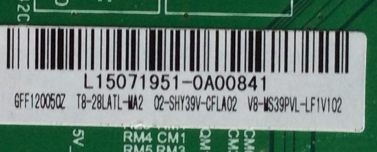MAIN/ TCL L15071951 / GFF120020Z / T8-28LATL-MA2 / 02-SHY39V-CFLA02 / V8-MS39PVL-LF1V102 / TP.MS3393T.PB710 / MS39PV	 - Imagen 2