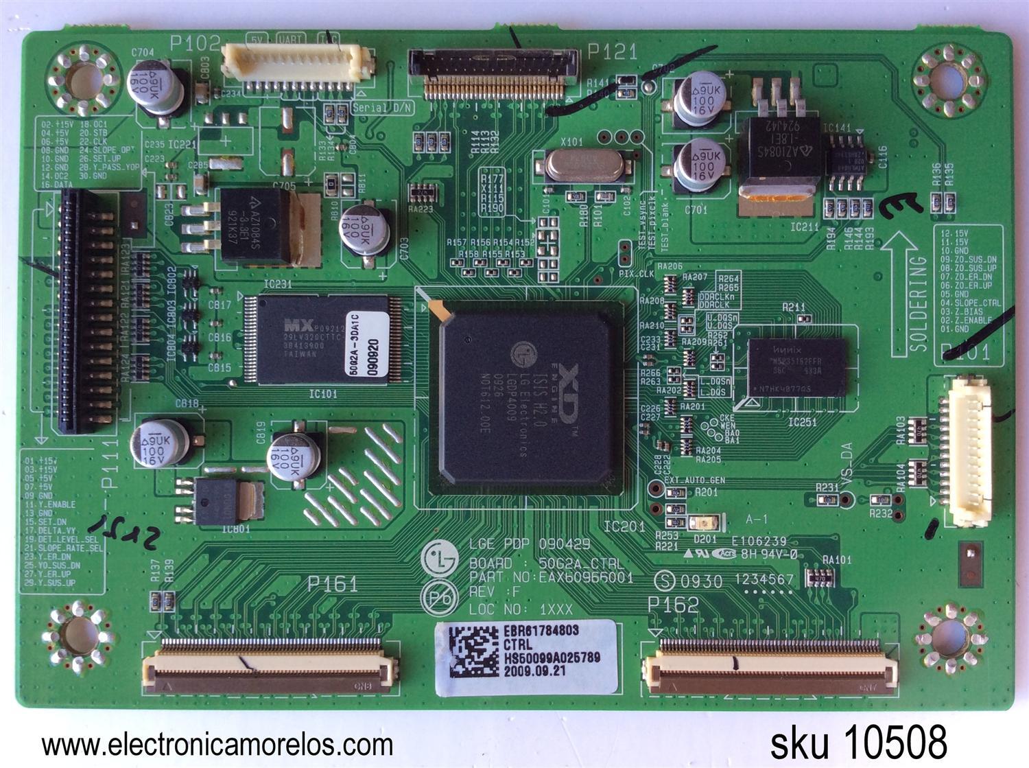 MAIN LOGICA / LG EBR61784803 / EAX60966001 / MODELO 50PQ20-UA.AUSRTHR / PANEL PDP50G20324	