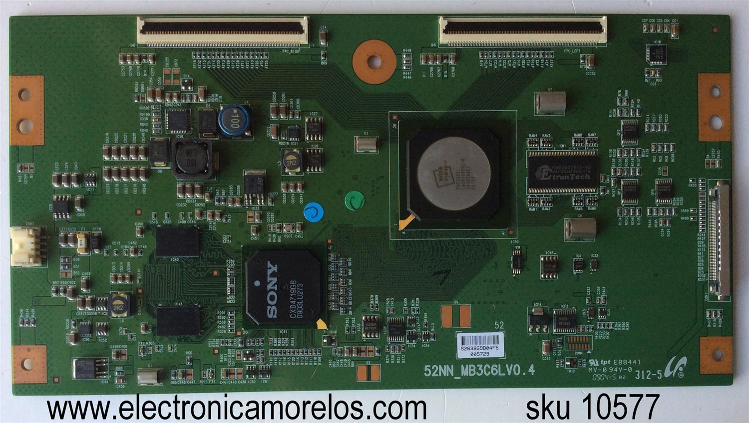 T-CON / SONY LJ94-02638G / 2638G / 52NN_MB3C6LV0.4 / SUSTITUTA LJ94-02928B / LJ94-02638L / LJ94-02638E / LJ94-02638J / MODELO KDL-52V5100 / PANEL LTY520HE12-002	