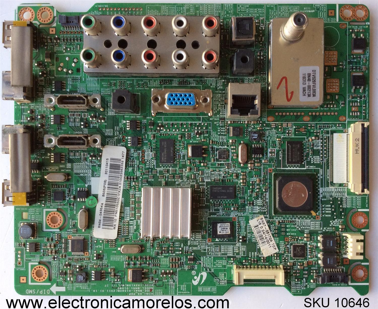 MAIN PARA TV  SAMSUNG  NUMERO DE PARTE   BN94-04354A / BN41-01590B / BN97-05172A / PANEL S50FH-YD07 / S50FH-YB08 / MODELOS PN51D550 / PN51D550C1FXZA N104 / PN51D550C1FXZA N203