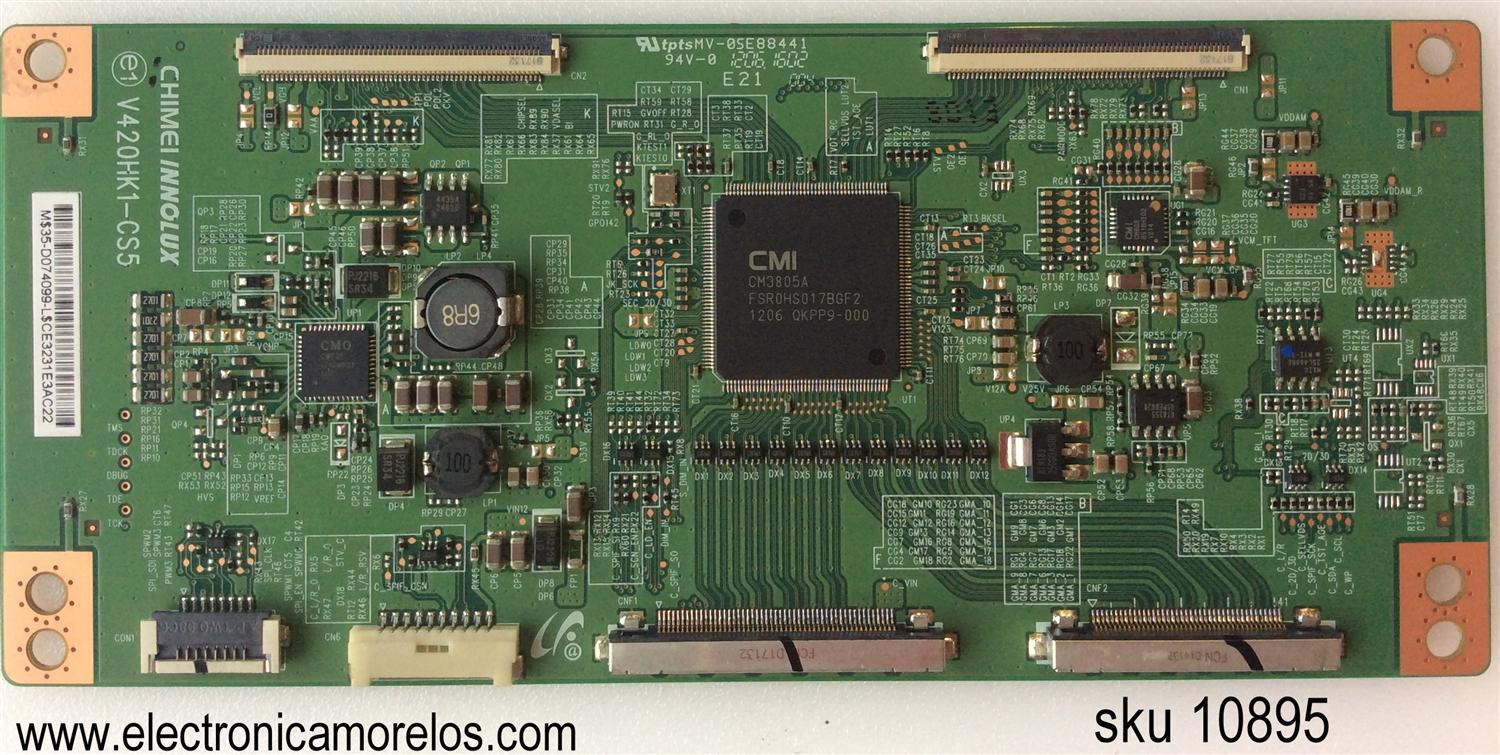 T-CON PARA TV TOSHIBA / NUMERO DE PARTE 35-D074099 / V420HK1-CS5 / PANEL V500HK1-LS5 Rev.C1 / MODELO 50L5200U