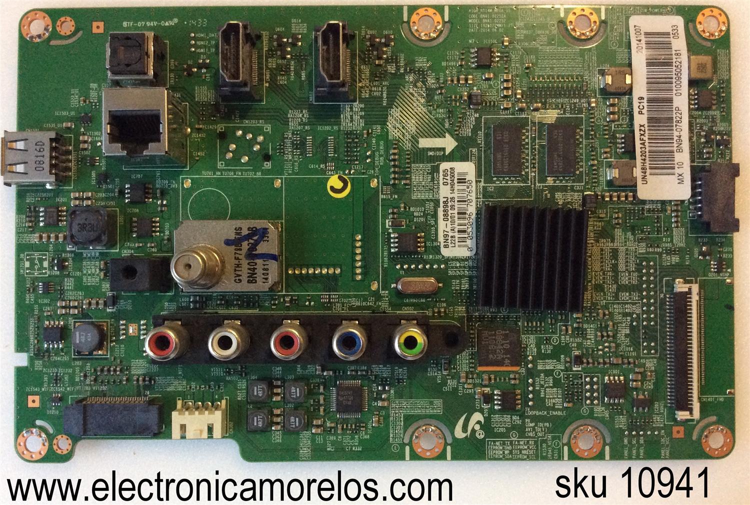 MAIN ORIGINAL PARA TV SAMSUNG / NUMERO DE PARTE BN94-07822P / BN41-02252A / BN97-08898J / PANEL CY-HH048AGLV1H / DISPLAY LSF480AN01-G02 / MODELO UN48H4203AFXZX