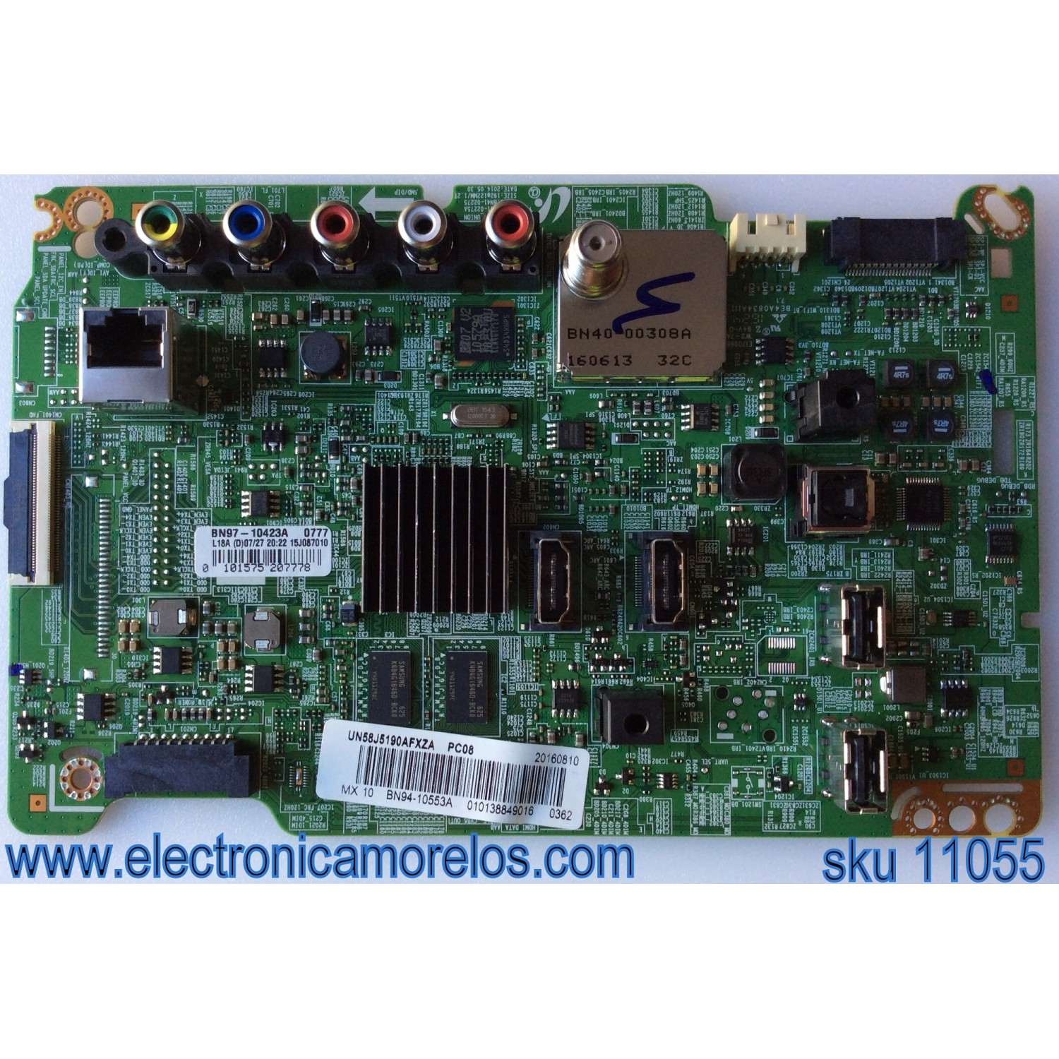 MAIN PARA TV SAMSUNG NUMERO DE PARTE BN94-10553A / BN41-02275A / BN97-10423A / SUSTITUTAS BN94-07903L / BN94-07924E / PANEL`S CY-HH058BGNV1H-HW32 / CY-HH058BGNV1H-HW38 / CY-HH058BGNV1H-HW37 / DISPLAY V580HJ1-PD6 / MODELO UN58J5190AFXZA IS01
