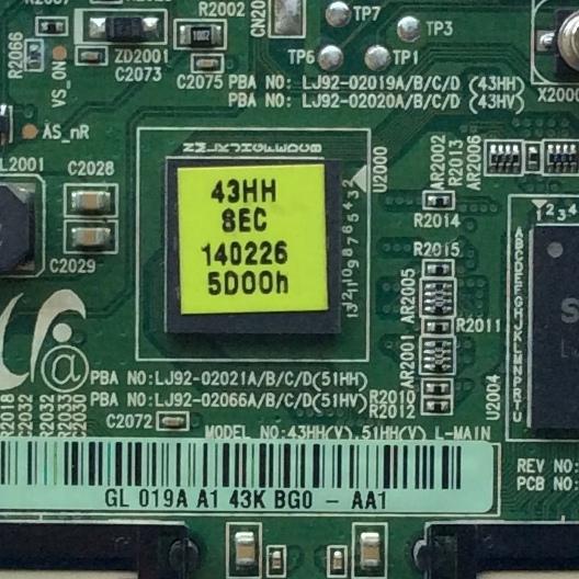 MAIN LOGICA / SAMSUNG BN96-30093A / LJ41-10346A / LJ92-02019A / 019A / MODELO PN43F4500BFXZA TD02 / PANEL S43AX-YD03 / S43AX-YB03	 - Imagen 2