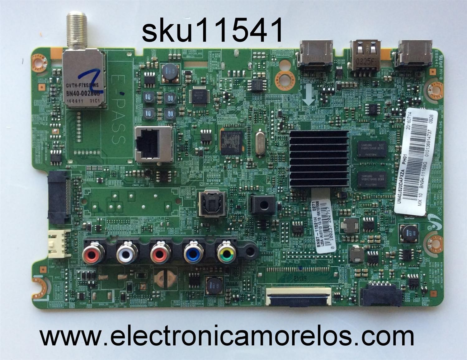 MAIN PARA TV SAMSUNG / NUMERO DE PARTE BN94-11169G / BN41-02307B / BN97-11521H / BN9411169G / PARTE SUSTITUTA BN94-11796N / PANEL CY-JJ040BGNV5H / MODELOS UN40J520 / UN40J520DAFXZA / UN40J520DAFXZA DA04