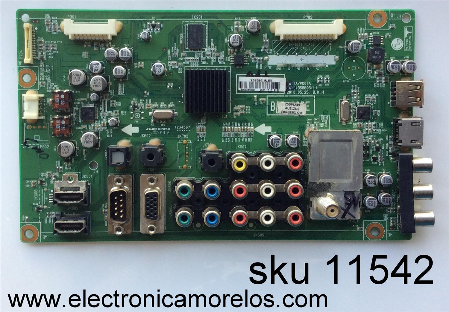 MAIN / ZENITH EBT61082804 / EAX61358606(1) / EBR68351604 / MODELO Z50PJ240-UB AUSLZUR / PANEL PDP50T10000	