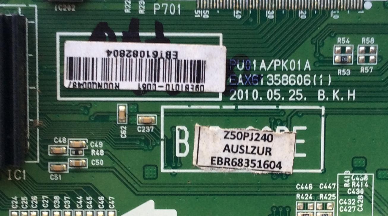 MAIN / ZENITH EBT61082804 / EAX61358606(1) / EBR68351604 / MODELO Z50PJ240-UB AUSLZUR / PANEL PDP50T10000	 - Imagen 2