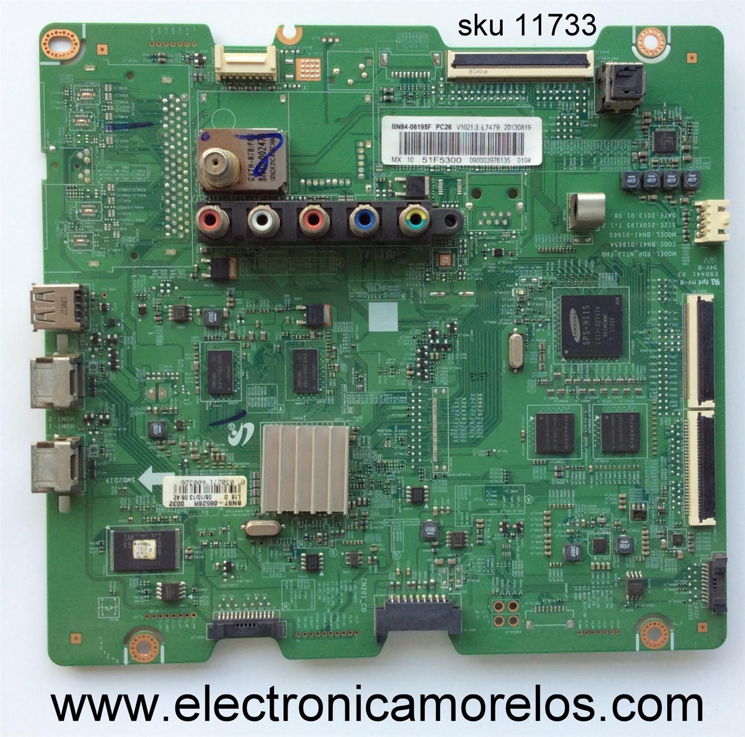 MAIN PARA TV SAMSUNG NUMERO DE PARTE BN94-06195F / BN41-01965A / BN97-06528R / MODELO PN51F5300AFXZA US01 / PANEL S51FH-YB03 / S51FH-YE01	