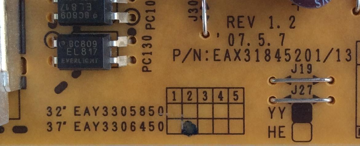 FUENTE DE PODER PARA TV LG / NUMERO DE PARTE EAY33064502 / EAX31845202 / EAX31845201 / SUSTITUTA EAY33064503 / PANEL LC370WXN (SB)(A1) / MODELOS 37LC50CB-UA.AUSPLVR / 37LF65-ZC / 37LF66-ZE / 37LB5DF-UL / 37LB5DF-UC / 37LC46-ZC / 37LC4R-TS / Z37LC6D-UK - Imagen 2