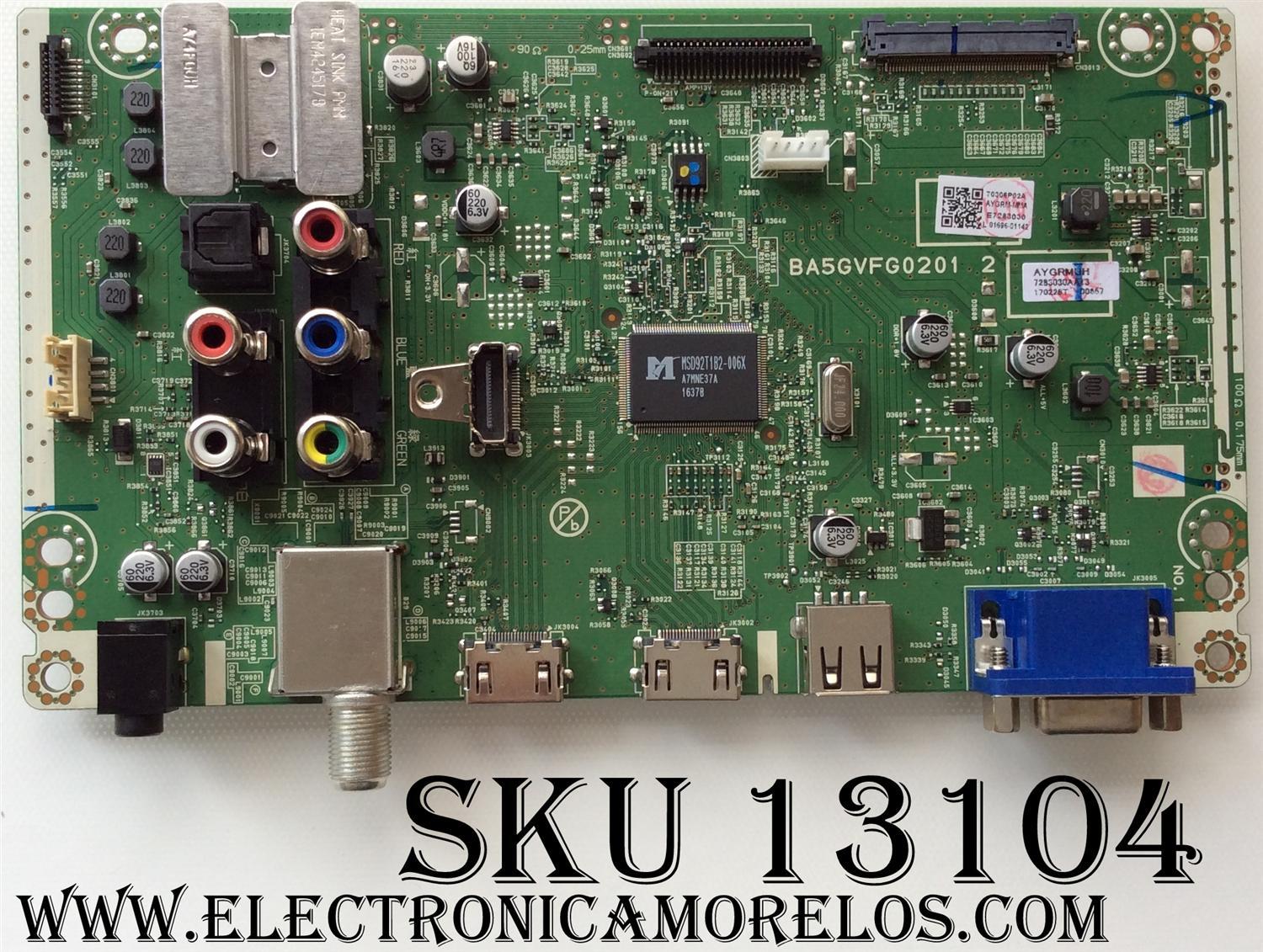MAIN / SANYO AYGRMUH / AYGRM-MMA / BA5GVFG0201 2 / MODELO FW55D25FB DS9A	