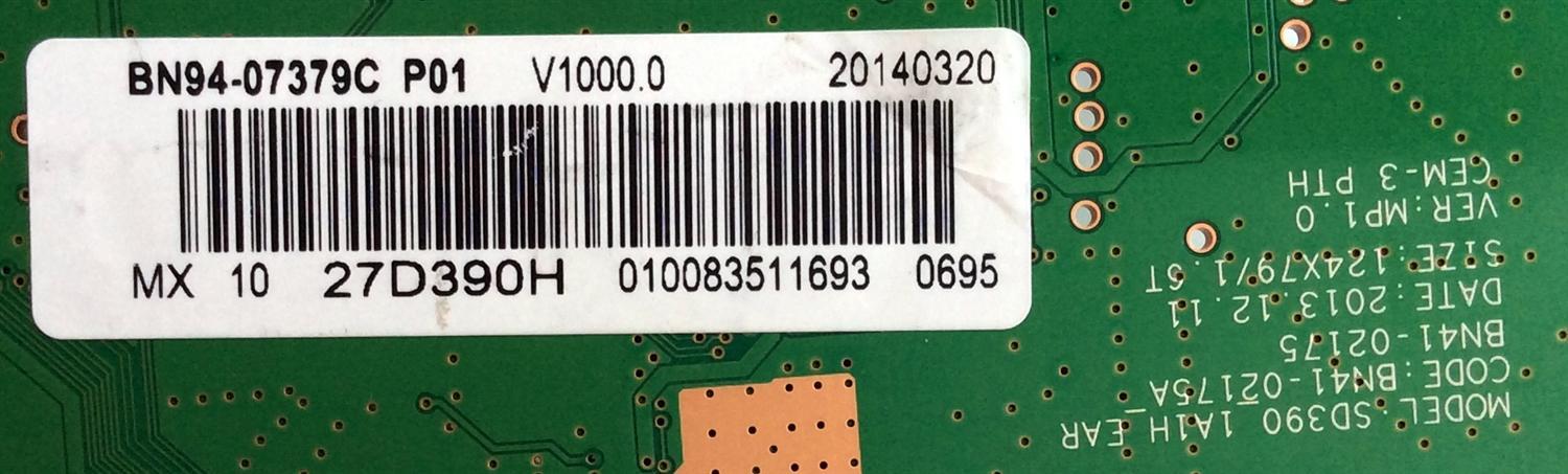 MAIN / SAMSUNG BN94-07379C / BN41-02175A / BN97 - 08290C / PANEL CY-MH270BGLV2H / DISPLAY LSM270HL01-V04 / MODELO LS27D390HSY/ZA VER:SP01 / BN68-01570A-00	 - Imagen 2