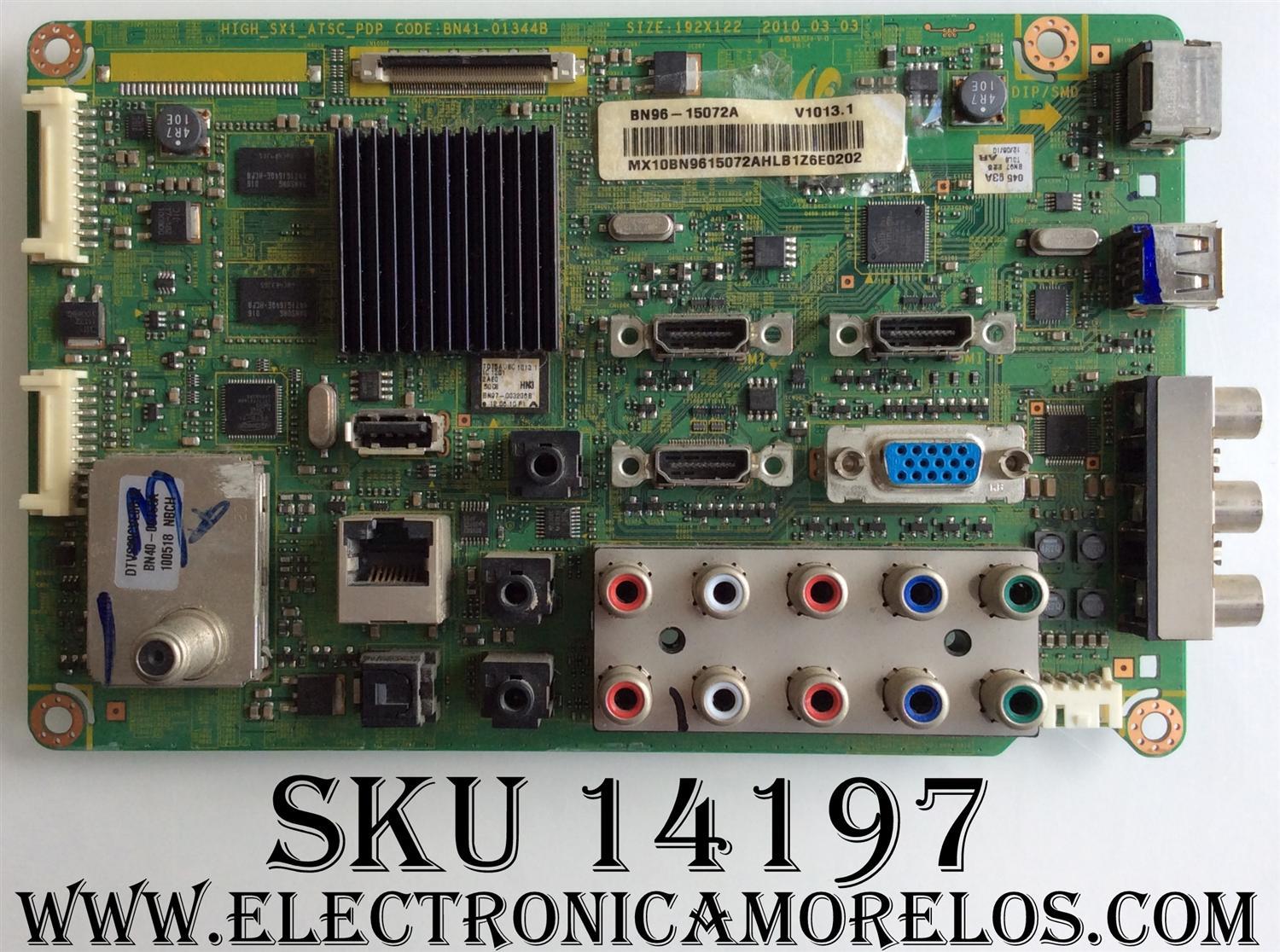 MAIN / SAMSUNG BN96-15072A / BN41-01344B / SUSTITUTAS BN94-03775B / BN96-14713A / BN94-03262G / PANEL S50FH-YD05 / MODELO PN50C550G1FXZA NY02	