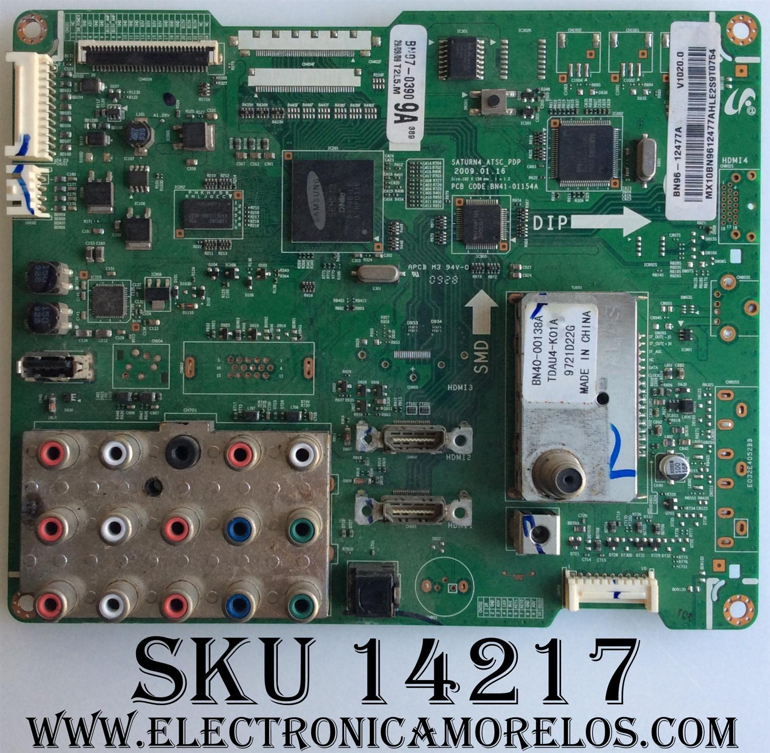 MAIN / SAMSUNG BN96-12477A / BN97-03909A / BN41-01154A / SUSTITUTAS BN94-02802A / BN94-02802C / BN96-12513A / PANEL S50HW-YB04 / MODELO PN50B430P2DXZA	