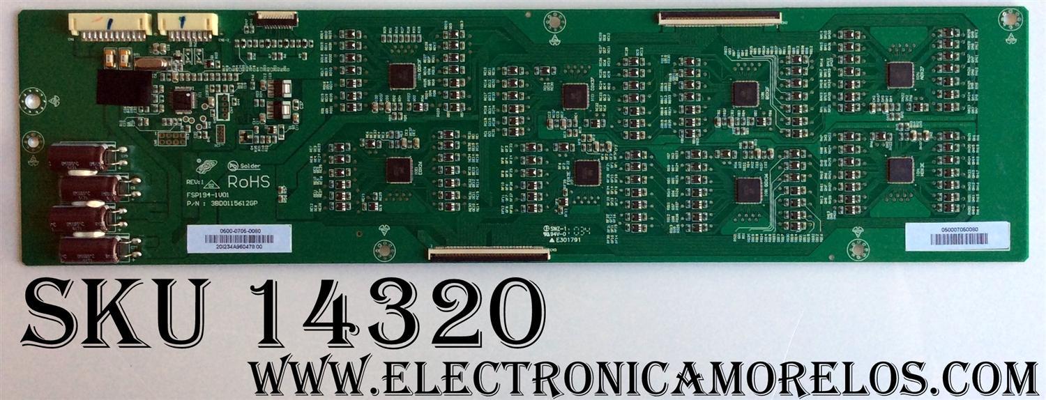 LED DRIVER PARA TV VIZIO / NUMERO DE PARTE 050007050080 / 3BD0115612GP / 0500-0705-0080 / FSP194-1V01 / PANEL'S LC550DUS (SC)(M1) / LC550DUS (SC)(M3) / MODELO XVT3D554SV / XVT3D554SV LAPPGP / XVT3D554SV LAPPGPBL
