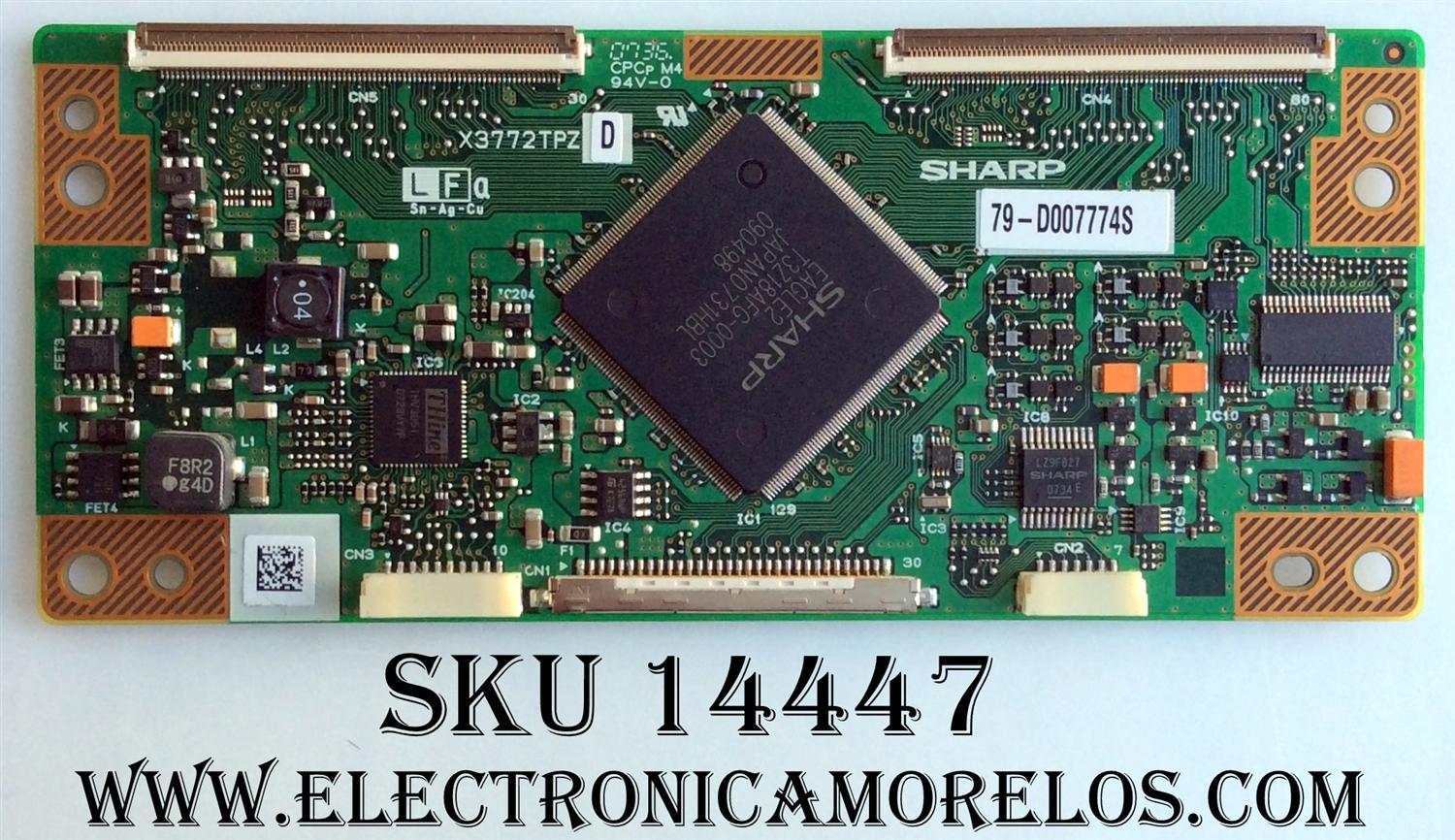 T-CON / SHARP CPWBX3772TPZD / X3772TPZD / MODELO LC-37D43U / PANEL LK370T3LZ6CX