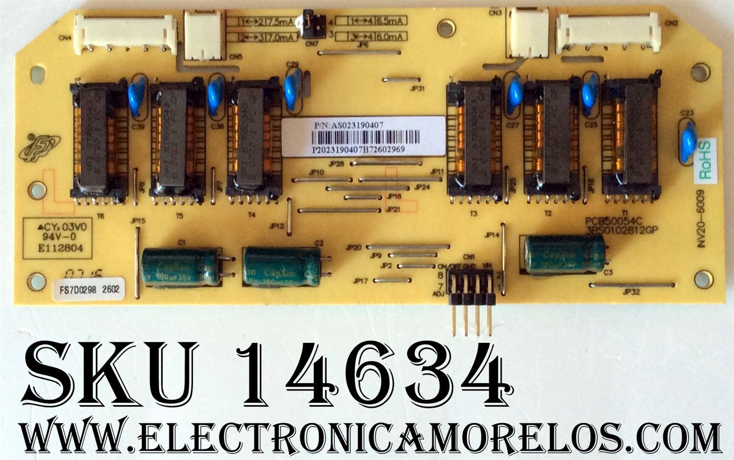 BACKLIGHT INVERTER / VIEWSONIC AS023190407 / PCB50054C / 3BS0102812GP / PANEL LTM213U6-L01 / MODELO VP2030B / VP2130B 