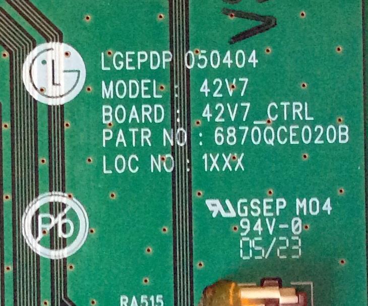 MAIN LOGICA ((NUEVA)) / NORCENT 6871QCH053K / 6870QCE020B / 42V7_CTRL / HT42073A900089 / MODELOS PT-4233 / PS-42T8 / PANEL PDP42V706A2 - Imagen 2