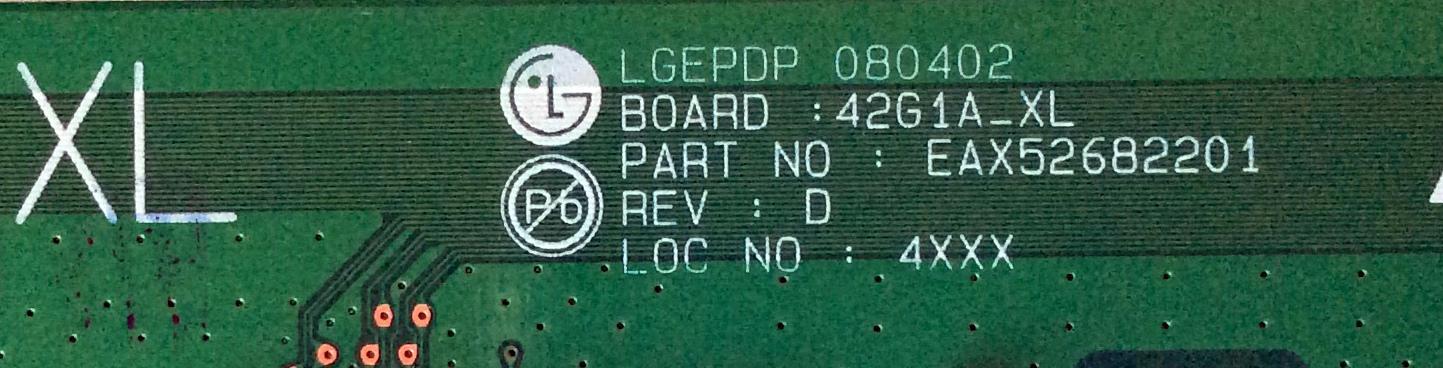 XL BUFFER / LG EBR50222102 / EAX52682201 / XRLBT / 42G1A_XL / LGEPDP 080402 / MODELO VP422HDTV10A / PANEL PDP42G1T245 / PDP42G1XXXX - Imagen 2