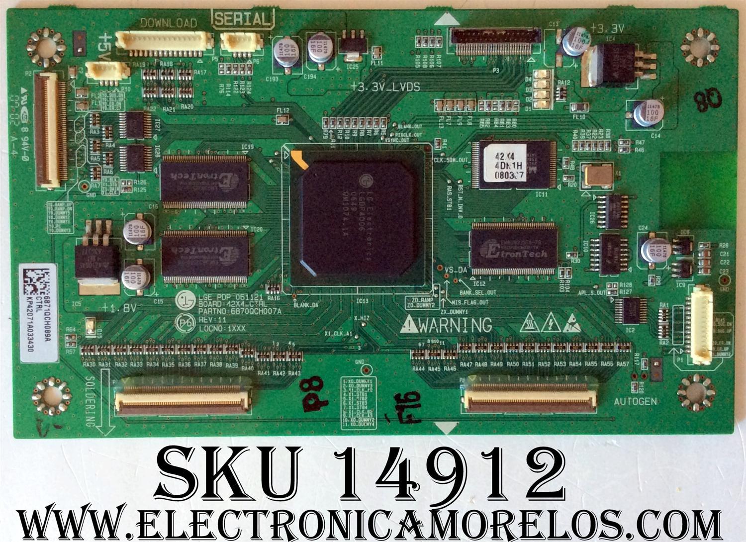 MAIN LOGICA / LG 6871QCH089A / 6870QCH007A / MODELOS 42PC5D-UC / 42PX7DC / 42PT85-ZB / 42PC55-ZB / 42PC3DC / 42PC3D / 42PM1M / 42PB4DT-UB AUSLLJR / 42PC5D-UC AUSRLMR / 42PC5DC-UC AUSRLJR / 42PM1M-UC / 42PX8DC-UA / 42PC3DD-UE / NS-42PDP / P42HDTV10A