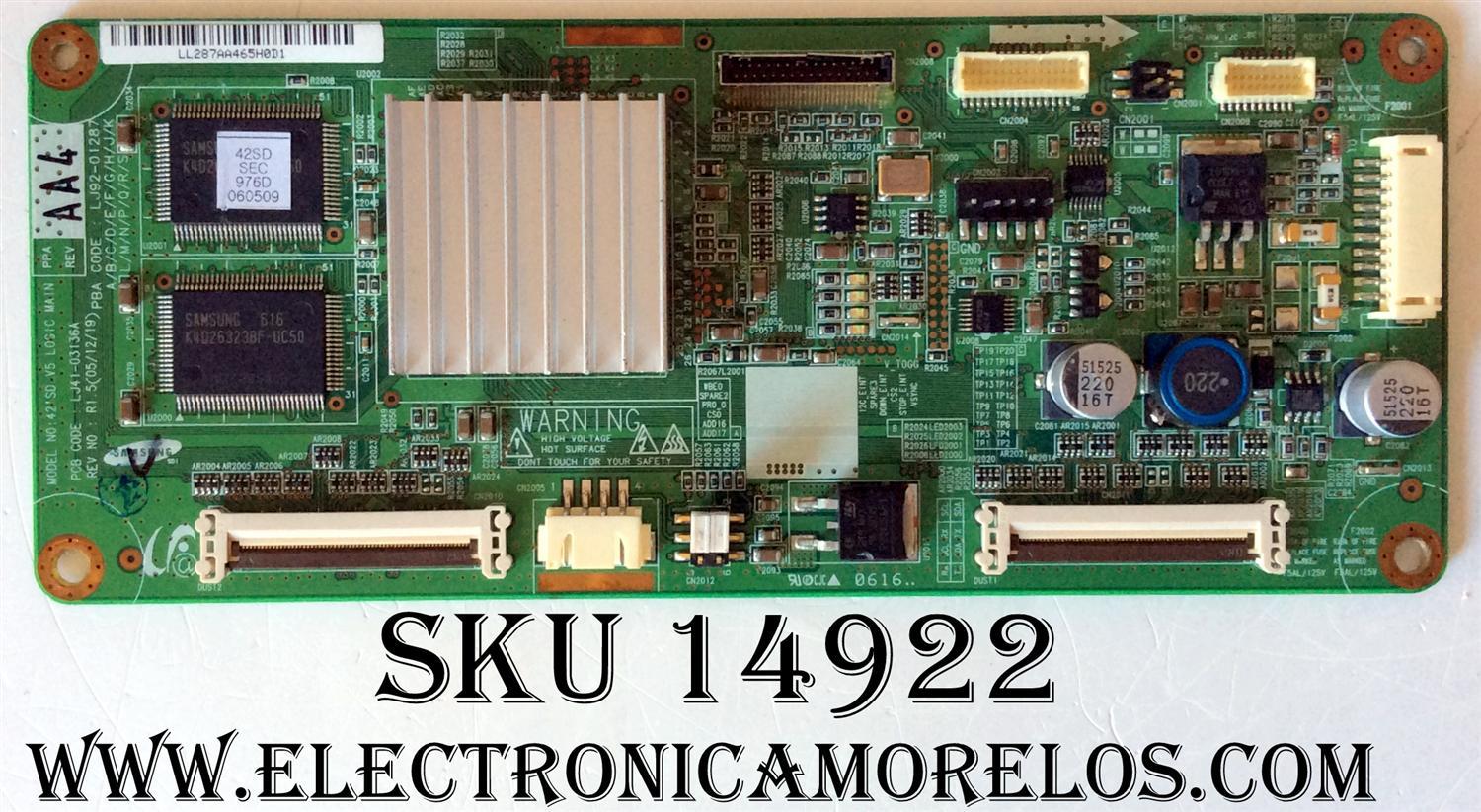 MAIN LOGICA / SAMSUNG LJ92-01287A / REV:R1.5 / AA4 / 287AA4 / LJ41-03136A 