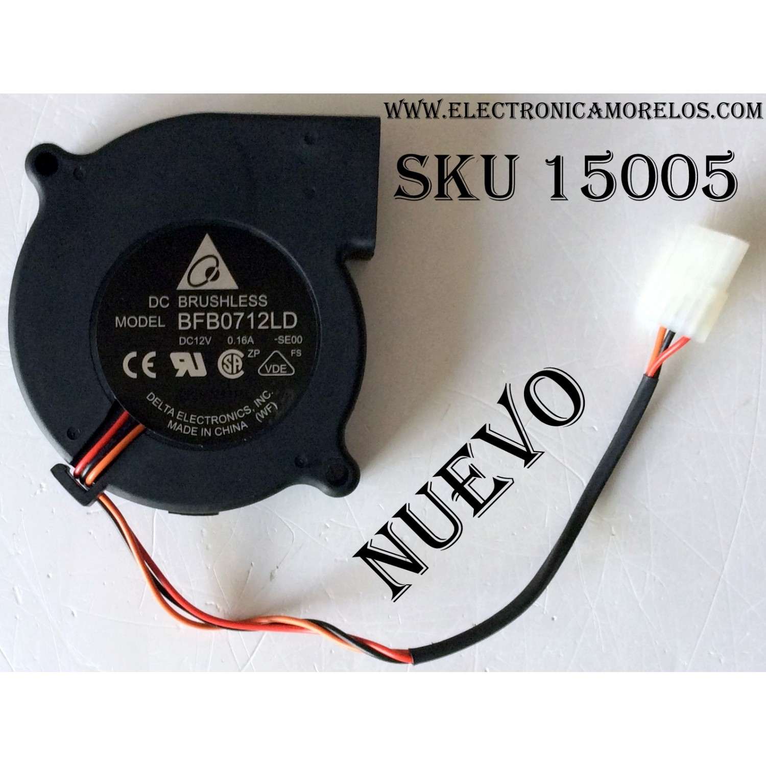 VENTILADOR PARA TV DLP / TOSHIBA 23587526 / BFB0712LD-SE00 / BFB0712LD / MODELOS 46HM15 / 46HM95 / 52HMX95 / 52HMX85 / 52HM85 / 52HM95 / 56HM195 / 62HM95 / 62HMX95 / 62HM195 / 62HM15A