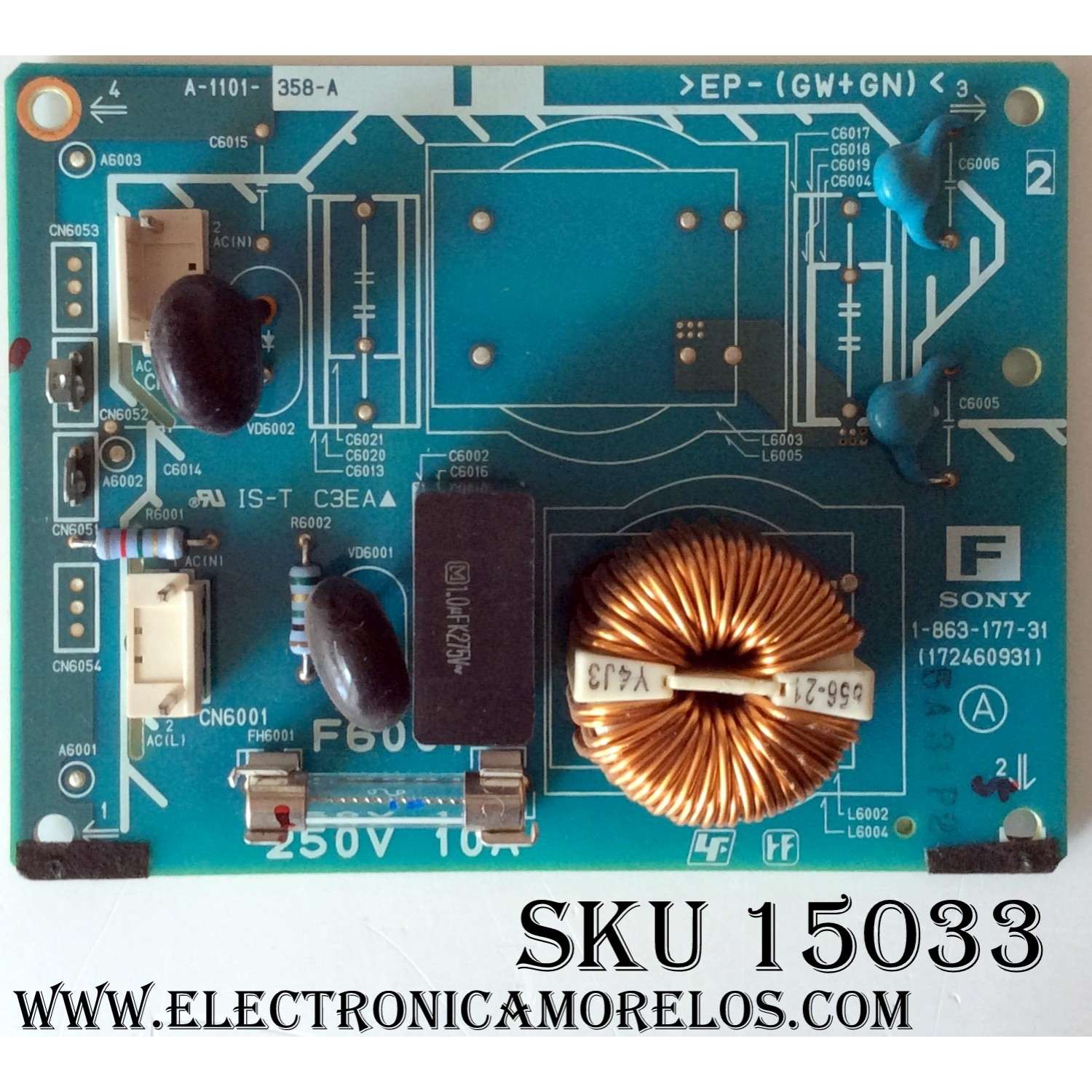FUENTE DE PODER  FILTRO  / SONY A-1101-358-A / 1-863-177-31 / 172460931 /  PANEL  NP50X6MF02 /  MODELO  KDE-50XS955