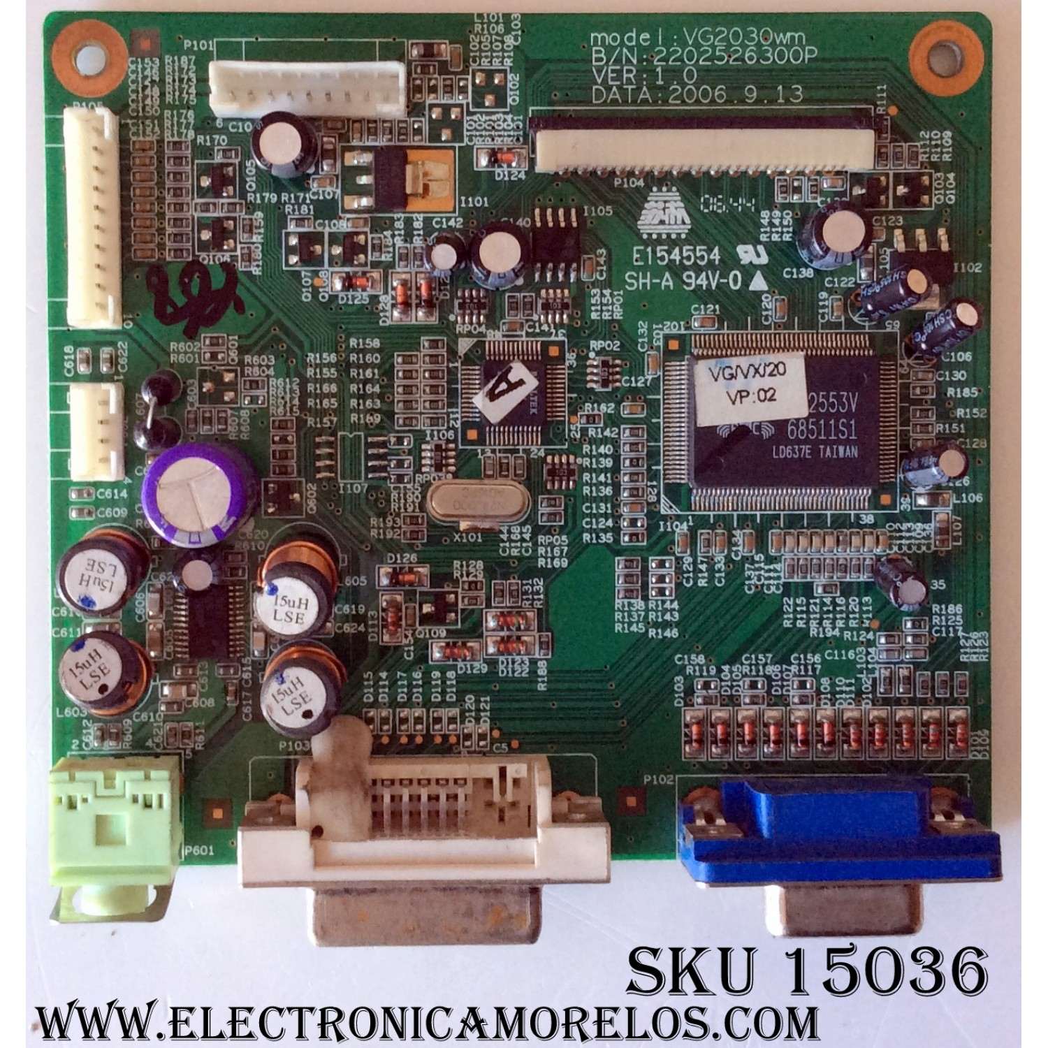MAIN DIGITAL /  VIEWSONIC 6201-7920906001 / 2202526300P / VG2030WM / PANEL M201EW02 V.0 / MODELO VX2035WM