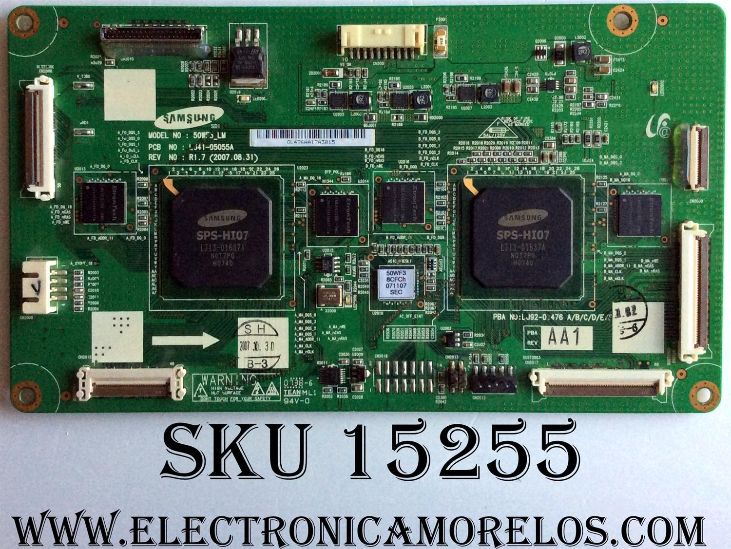MAIN LOGICA / SAMSUNG BN96-06815A / LJ92-01476A / LJ41-05055A / 476A / AA1 / REV:R1.7 / MODELO FPT5084X/XAA KR02 / PANEL S50FH-YB01	