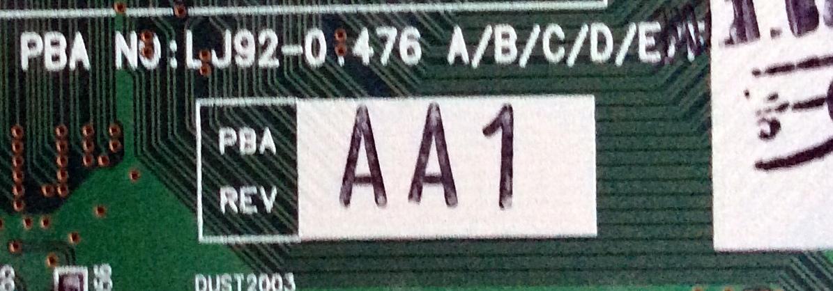 MAIN LOGICA / SAMSUNG BN96-06815A / LJ92-01476A / LJ41-05055A / 476A / AA1 / REV:R1.7 / MODELO FPT5084X/XAA KR02 / PANEL S50FH-YB01	 - Imagen 2