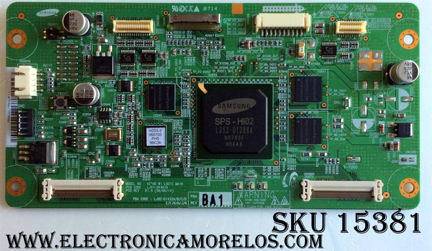 MAIN LOGICA / LJ92-01432B / LJ41-04461A / 996500042145 /  PANEL S42AX-YB02 / MODELOS  42PF9431D / 42HF7444T / 27 / 42PFL5332D / 37 / 42PF7320A / 37 / 42HF7544R / 27 / 50PFP5332D / 37 / 42PFP5332D / 37 / 42PF9631D / 37 /42PF7321D / 37 / 42PF5321D / 37