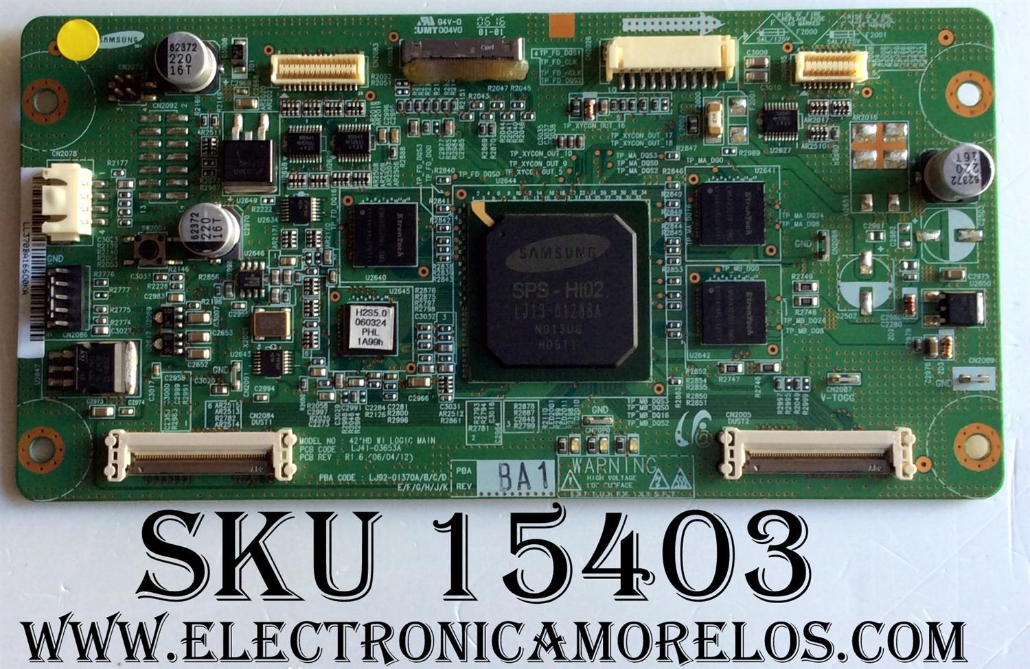 MAIN LOGICA / PHILIPS 996500036815 / LJ92-01370B / LJ41-03653A / REV: BA1 / MODELOS 42PF5332D/37 / 42PF7321D/37 / 42PF7321D/37B / 42PF9431D/37 / 42PF9631D/37 / 42PFP5332D/37	