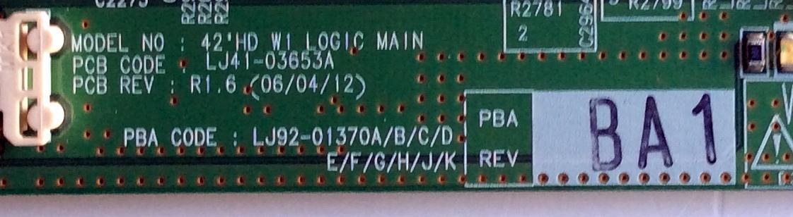 MAIN LOGICA / PHILIPS 996500036815 / LJ92-01370B / LJ41-03653A / REV: BA1 / MODELOS 42PF5332D/37 / 42PF7321D/37 / 42PF7321D/37B / 42PF9431D/37 / 42PF9631D/37 / 42PFP5332D/37	 - Imagen 2