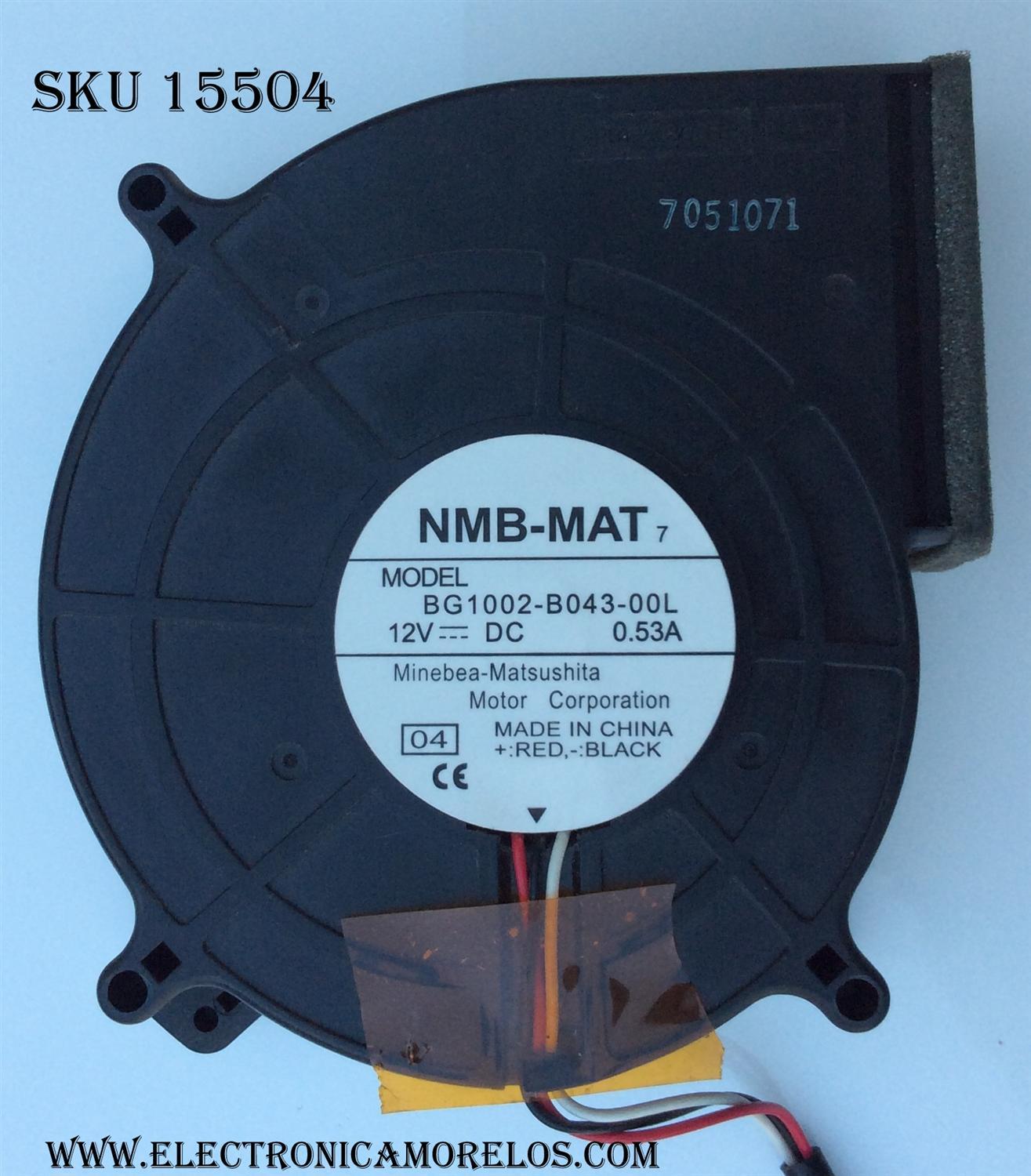 VENTILADOR C/CABLE PARA TV DLP / MITSUBISHI 299P295010 / BG1002-B043-00L / MODELOS WD-52526 / WD-52527 / WD-52528 / WD-62526 / WD-62527 / WD-62528 / WD-62530	