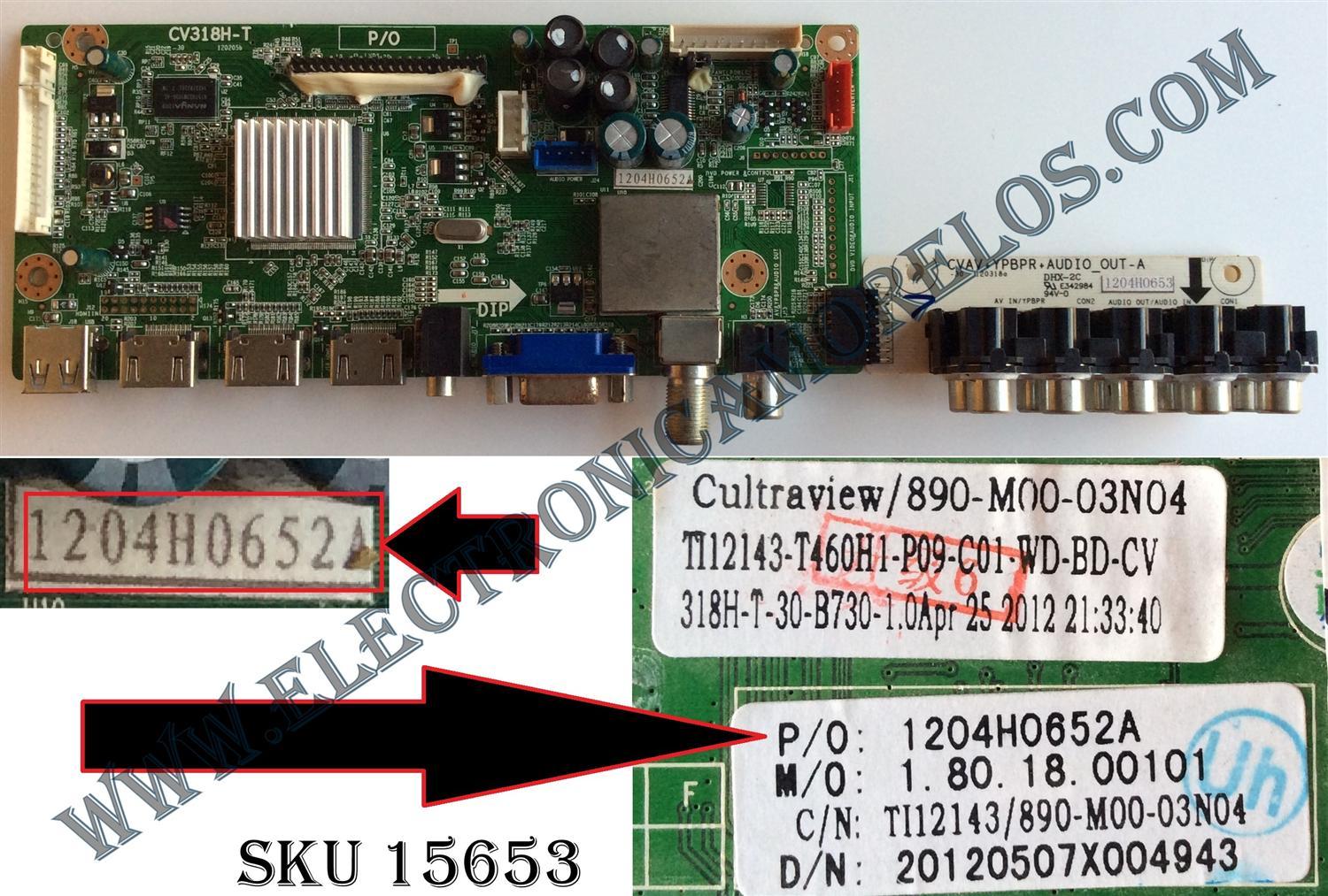 MAIN WESTINGHOUSE / 1204H0652A / CV318H-T / 1204H0653 / 890-M00-03N04 / MODELO CW46T6DW / CW46T6DW TM-69501-T046A / PANEL T460H1-P09-C01 (VER.A1)