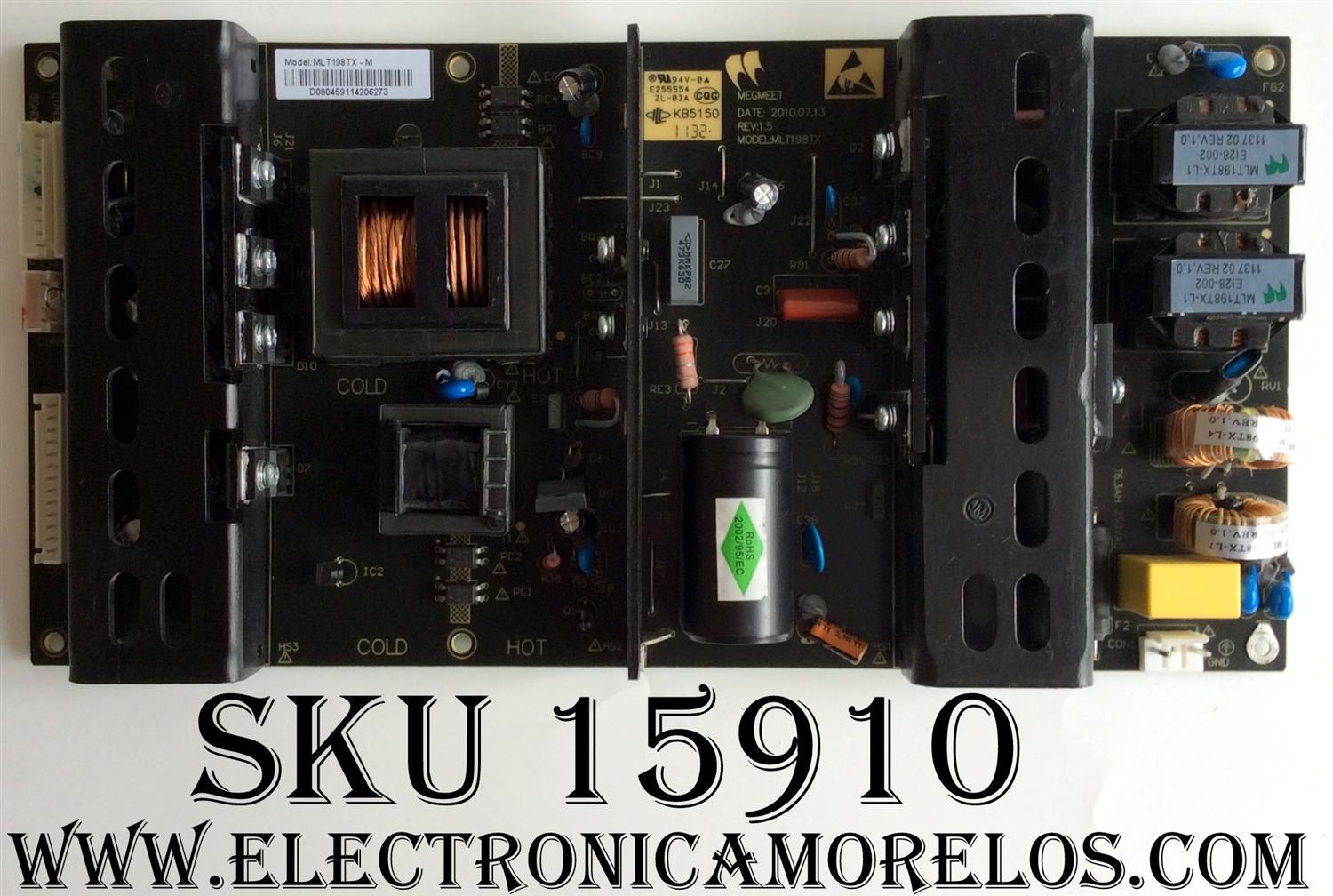 FUENTE DE PODER / SEIKI MLT198TX-M / MLT198TX / 2010.07.13 / REV:1.5 / MODELOS OLM50042 / ELDFC551J / ELDFT404 / ELDFW464 / ELGFT554 / ELGFW551 / SC461TS / SC552GS / LC46G82 / VR-5535Z TW-66511-A055A / VR-5535Z TW-66501-S055B / PANEL T420HW01