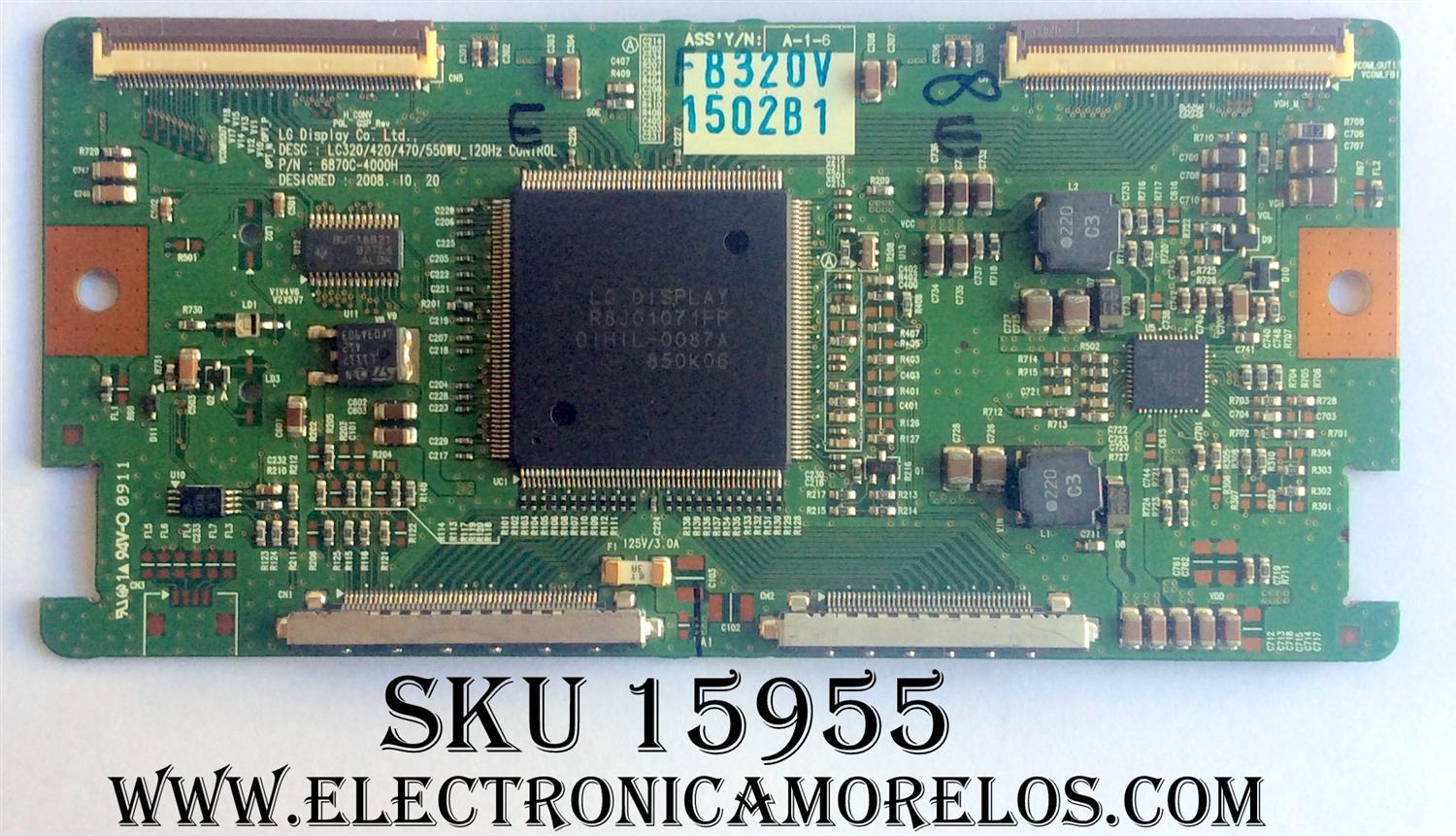 T-CON / PHILIPS 6871L-1502B / 6870C-4000H / SUSTITUTAS 6871L-1502A/C/D/F/ 2002A/B/ 1925A / 1816A / 1862A / 1891B / 1563A / 1551A / 4550A / 4550B / 4550C / 4550D / 4470A / 4470F / 4470C / 4470G / PANEL LC420WUF(SB)(A1) / MODELOS 42PFL5704D / F7 / SV420M