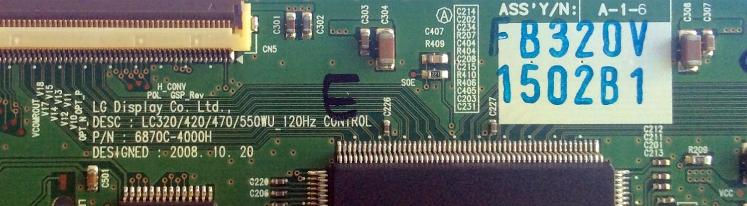 T-CON / PHILIPS 6871L-1502B / 6870C-4000H / SUSTITUTAS 6871L-1502A/C/D/F/ 2002A/B/ 1925A / 1816A / 1862A / 1891B / 1563A / 1551A / 4550A / 4550B / 4550C / 4550D / 4470A / 4470F / 4470C / 4470G / PANEL LC420WUF(SB)(A1) / MODELOS 42PFL5704D / F7 / SV420M - Imagen 2