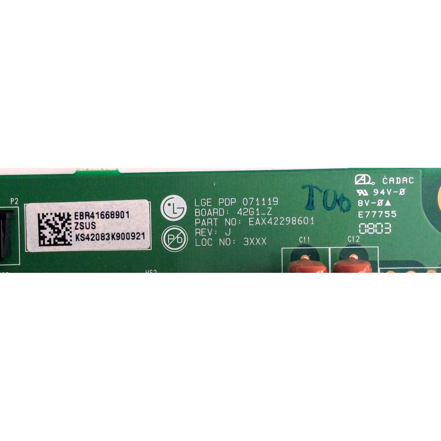 Z-SUS / LG EBR41668901 / EAX42298601 / EAX41603501 / EAX41603601 / PANEL PDP42G10001 / MODELOS 42PG25 / 42PG20-UA AUSRLJR / 42PG20C-UA AUSRLJR / 42PG60-UA AUSLLJR / 42PG1DD-UA AUSLSJR - Imagen 2