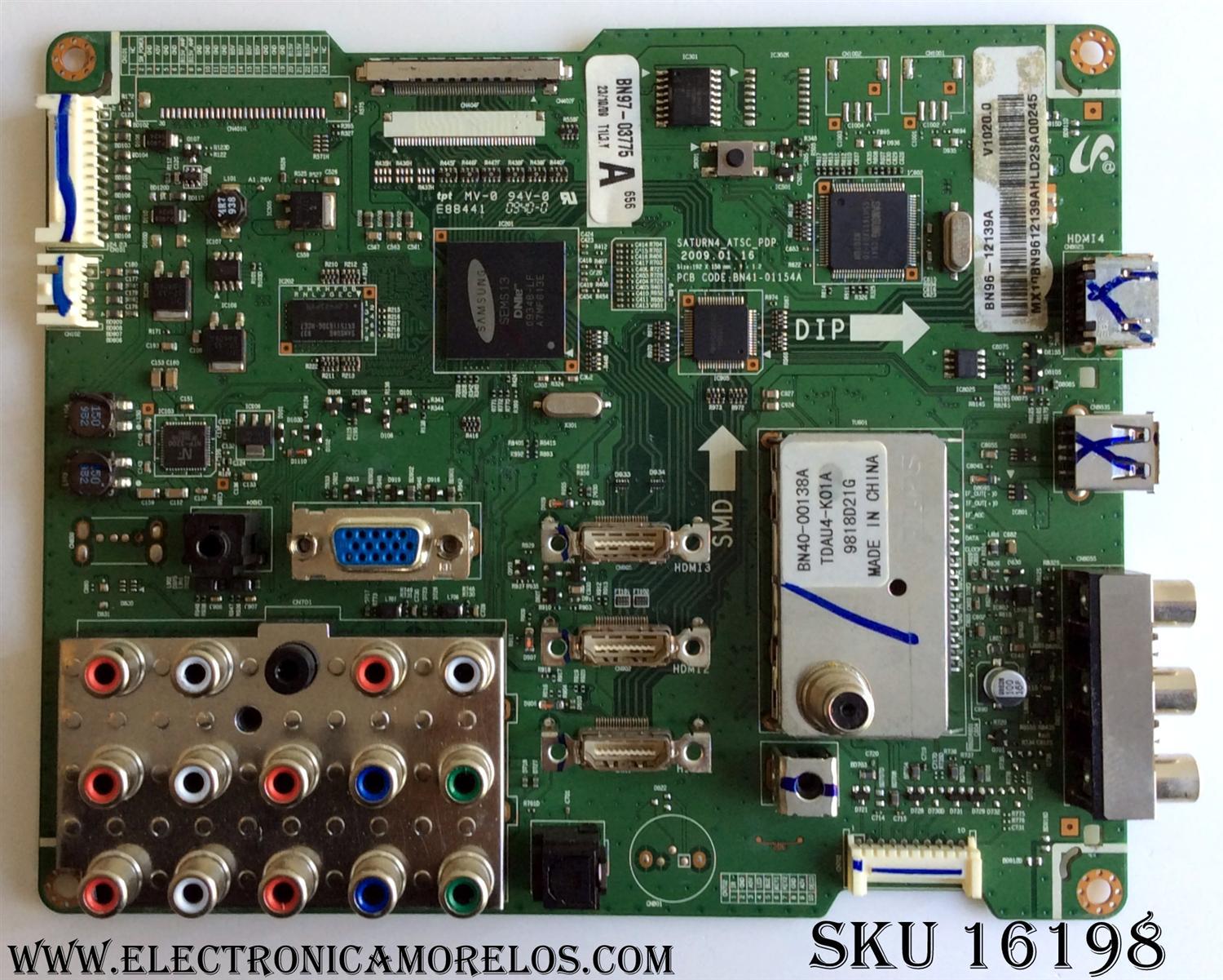 MAIN / SAMSUNG BN96-12139A / BN41-01154A / BN97-03775A / PARTE SUSTITUTA BN94-02849A / PANEL S50FH-YB03 / MODELO PN50B550T2FXZA