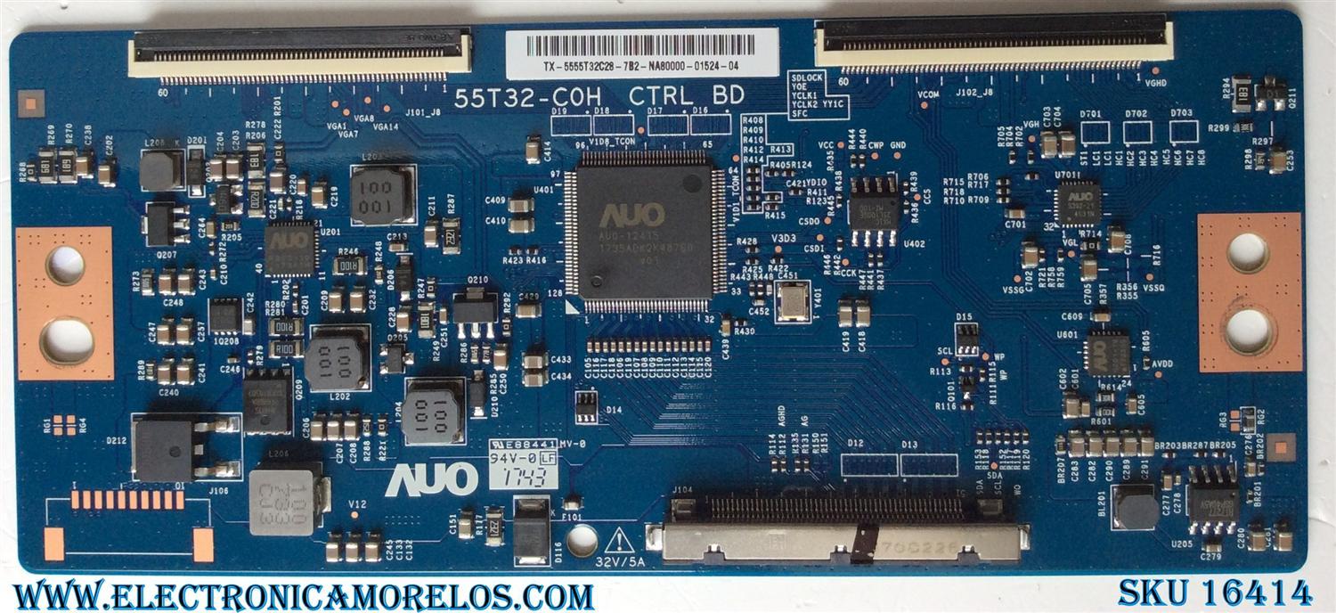 T-CON PARA TV INSIGNIA / NUMERO DE PARTE 5555T32C28 / PANEL TPT550U1-QVN05 / MODELO NS-55DR620 / NS-55DF710 / SHD1-55 / 55LF711U20 / D55-F2 / E55-E2 / M557-G0 / M558-G1 / V555-H11 / V555-G1 / V556-G1 / 55LF621U21 / M55Q7-H1 / V555-H1 / M556-H1 LTCWC6