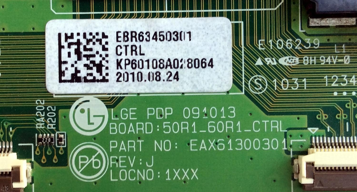 MAIN LOGICA / LG EBR63450301 / EAX61300301 / REV:J / PANEL PDP60R10000 / MODELOS 60PK250-UA AUSLLJR / 60PK540-UE AUSLLJR / 60PK540-UE AUSLLUR / 60PK550-UD AUSLLJR / 60PK750-UA AUSLLUR / 60PK950-UA AUSLLJR / 60PK200-UA AUSLLHR / 60PK550C-UD AUSLLJR - Imagen 2